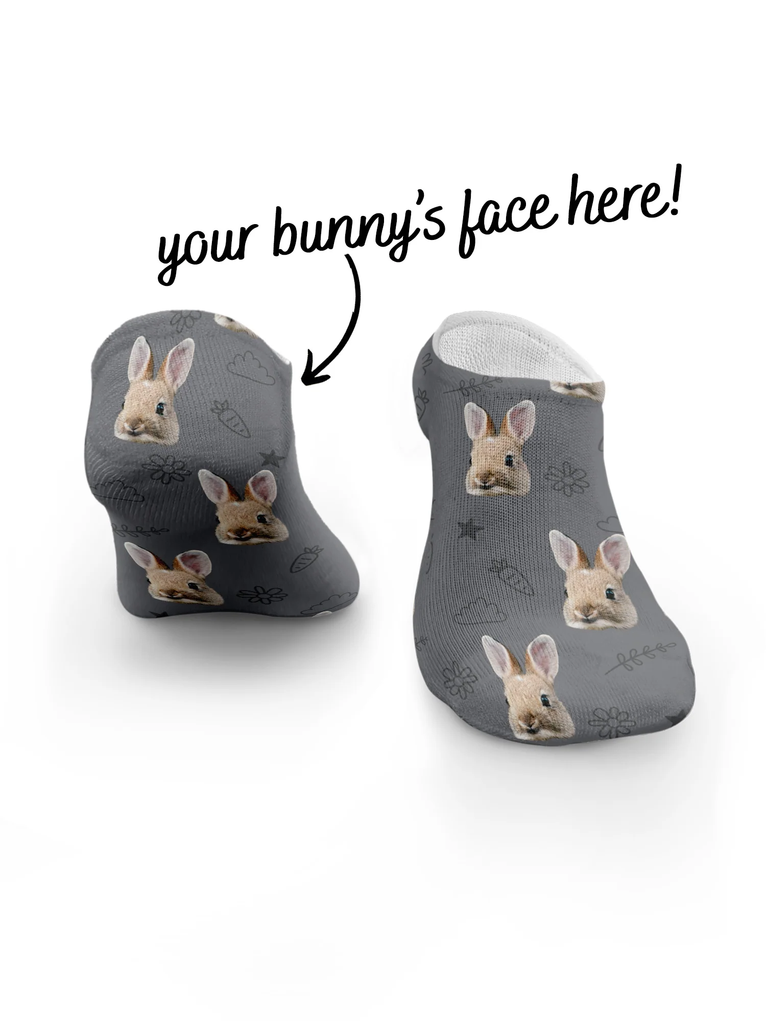 Custom Rabbit Face No-Show Socks - Image 20