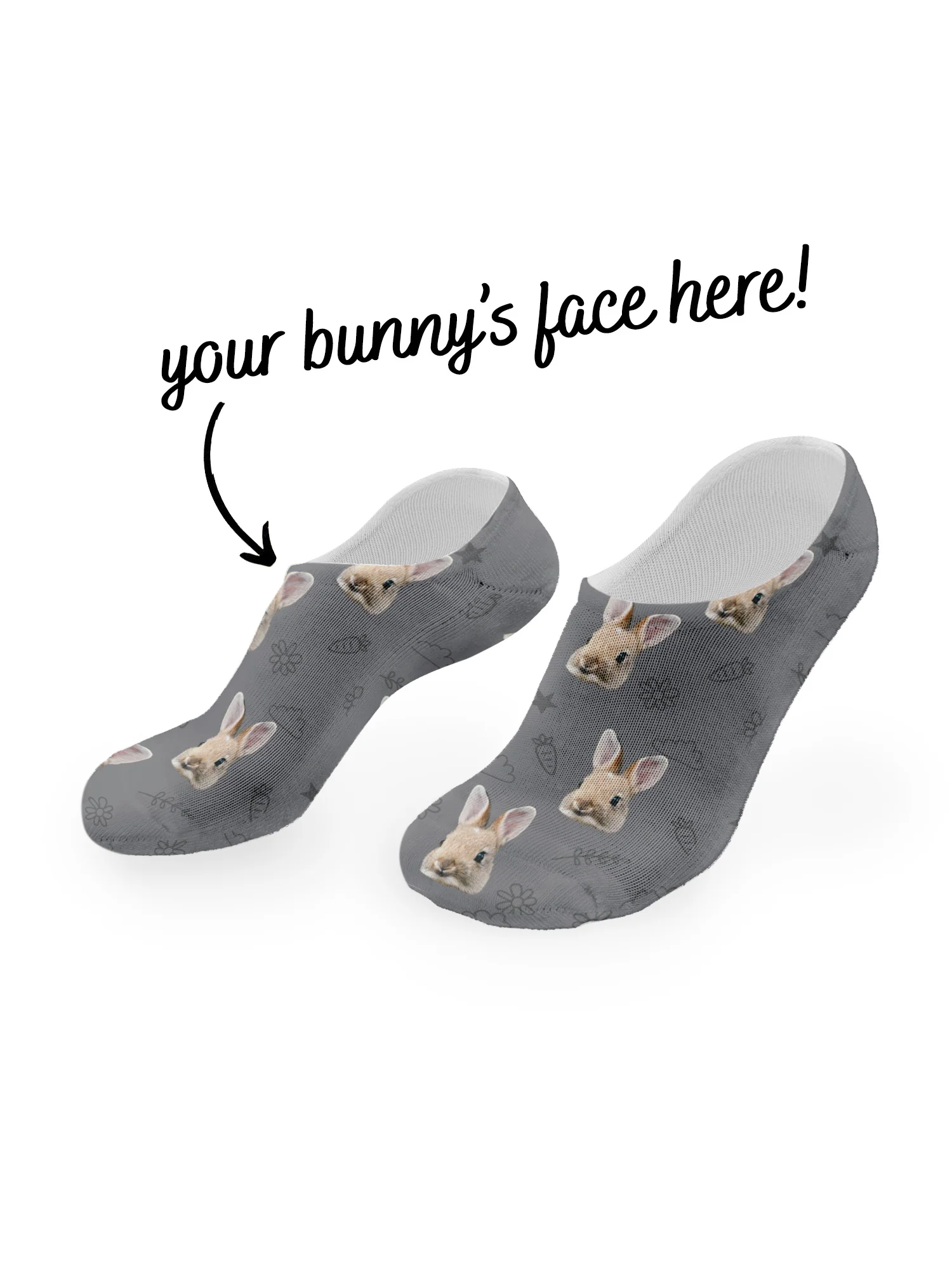 Custom Rabbit Face No-Show Socks - Image 21