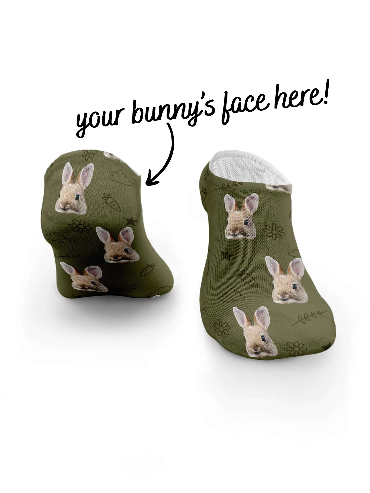 Custom Rabbit Face No-Show Socks - Image 23