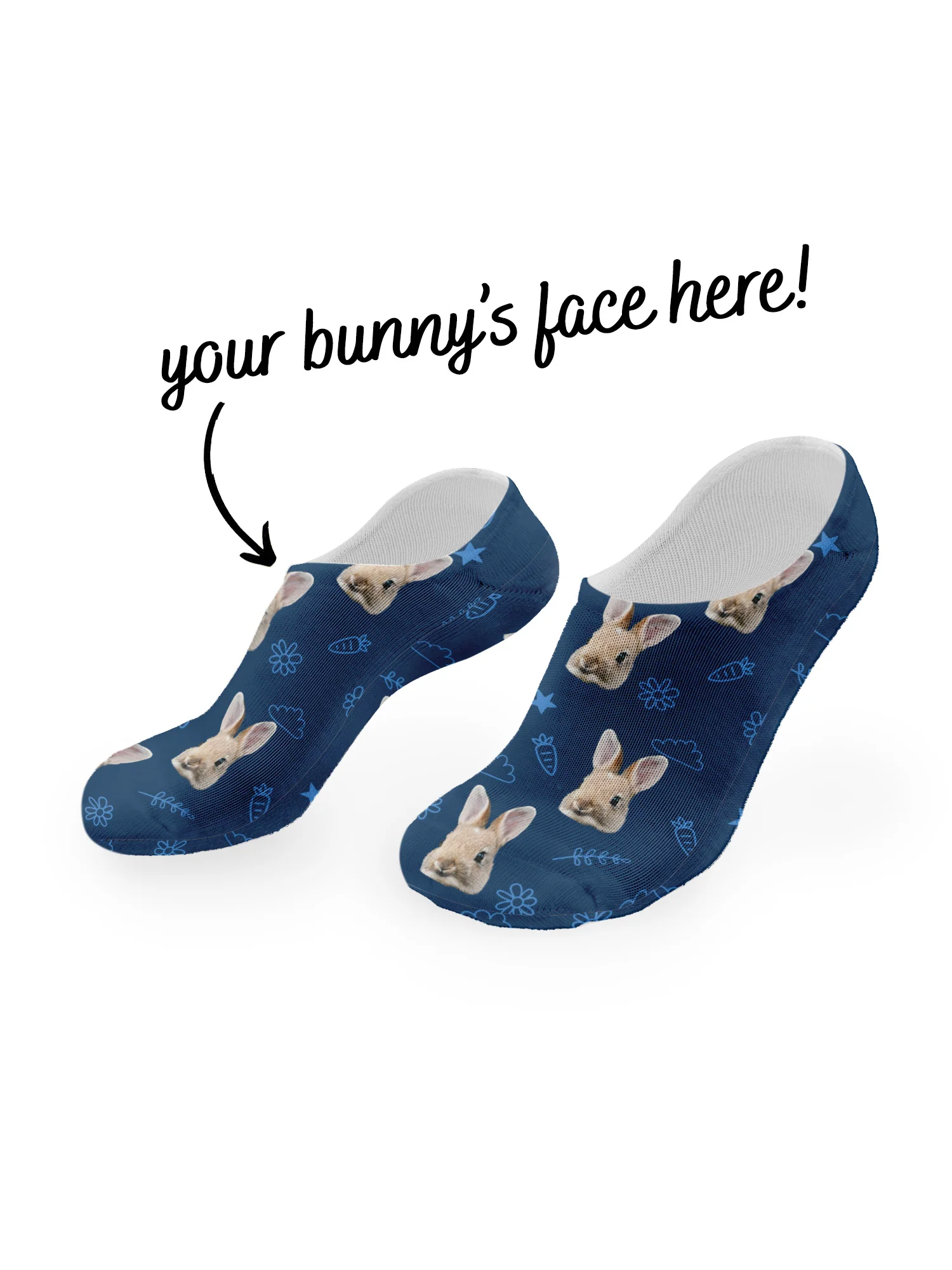 Custom Rabbit Face No-Show Socks - Image 24