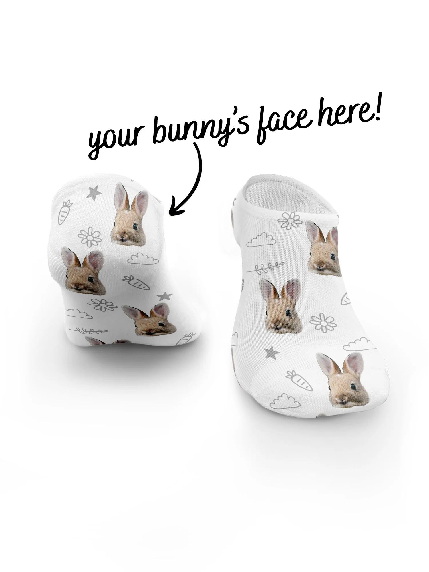 Custom Rabbit Face No-Show Socks - Image 7