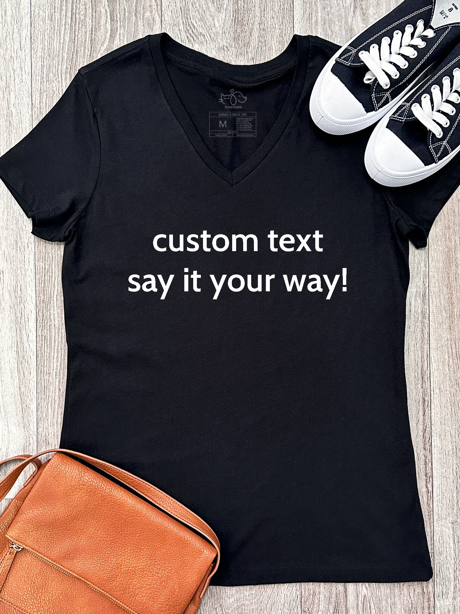Customisable Text Emma V-Neck Tee - Image 2