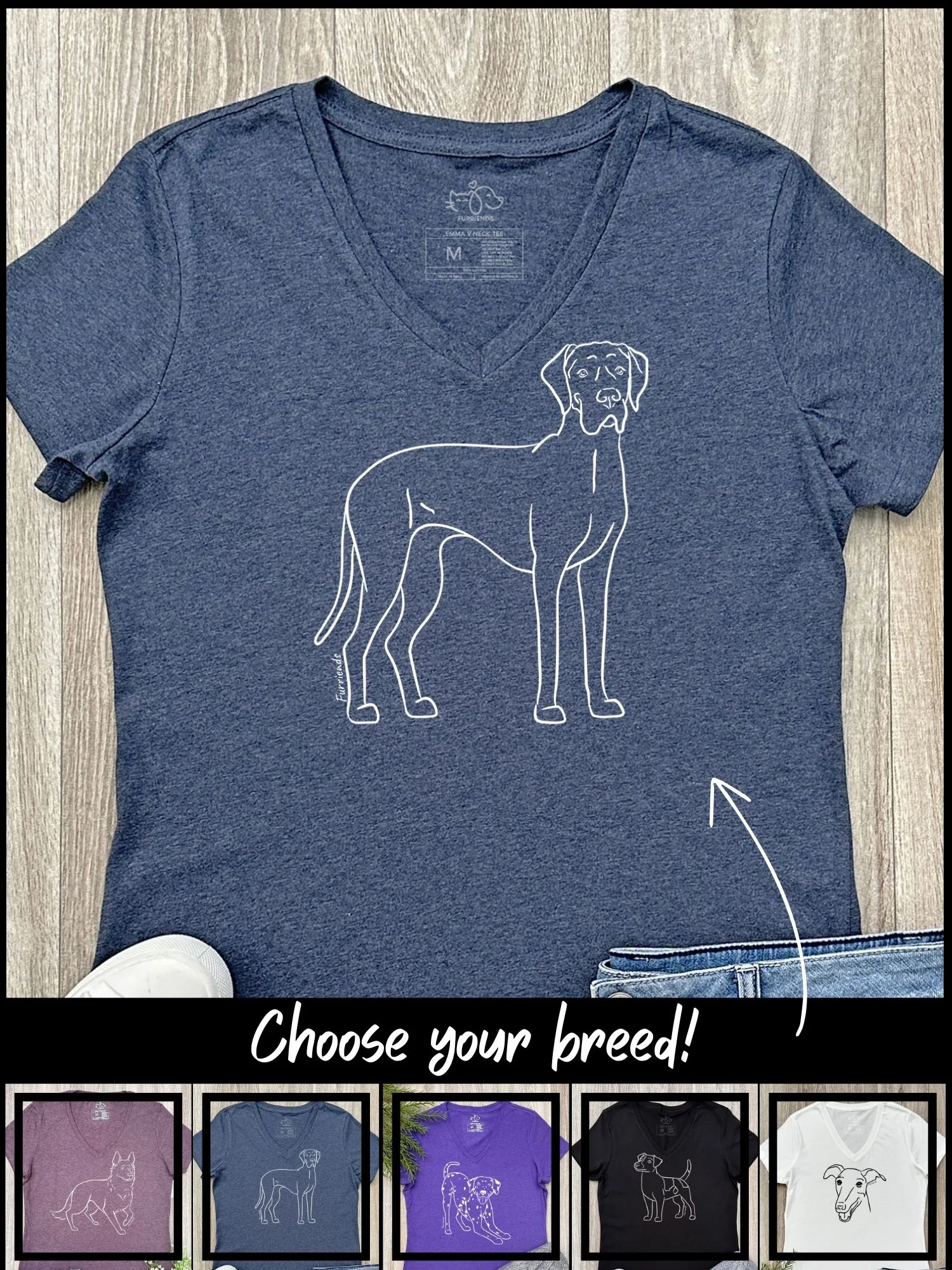 Dog Breed Emma V-Neck Tee (Customisable) - Image 2