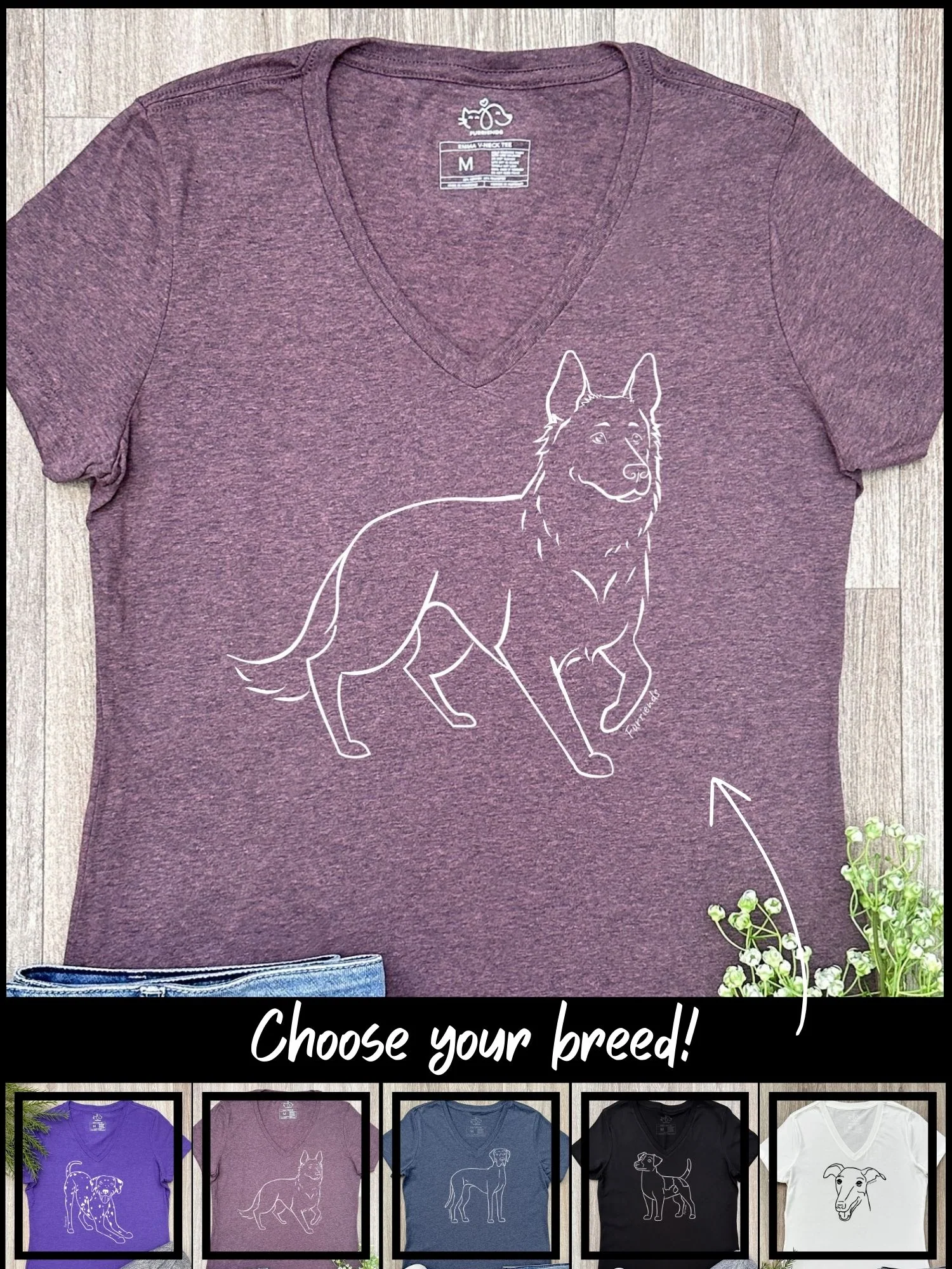 Dog Breed Emma V-Neck Tee (Customisable) - Image 4