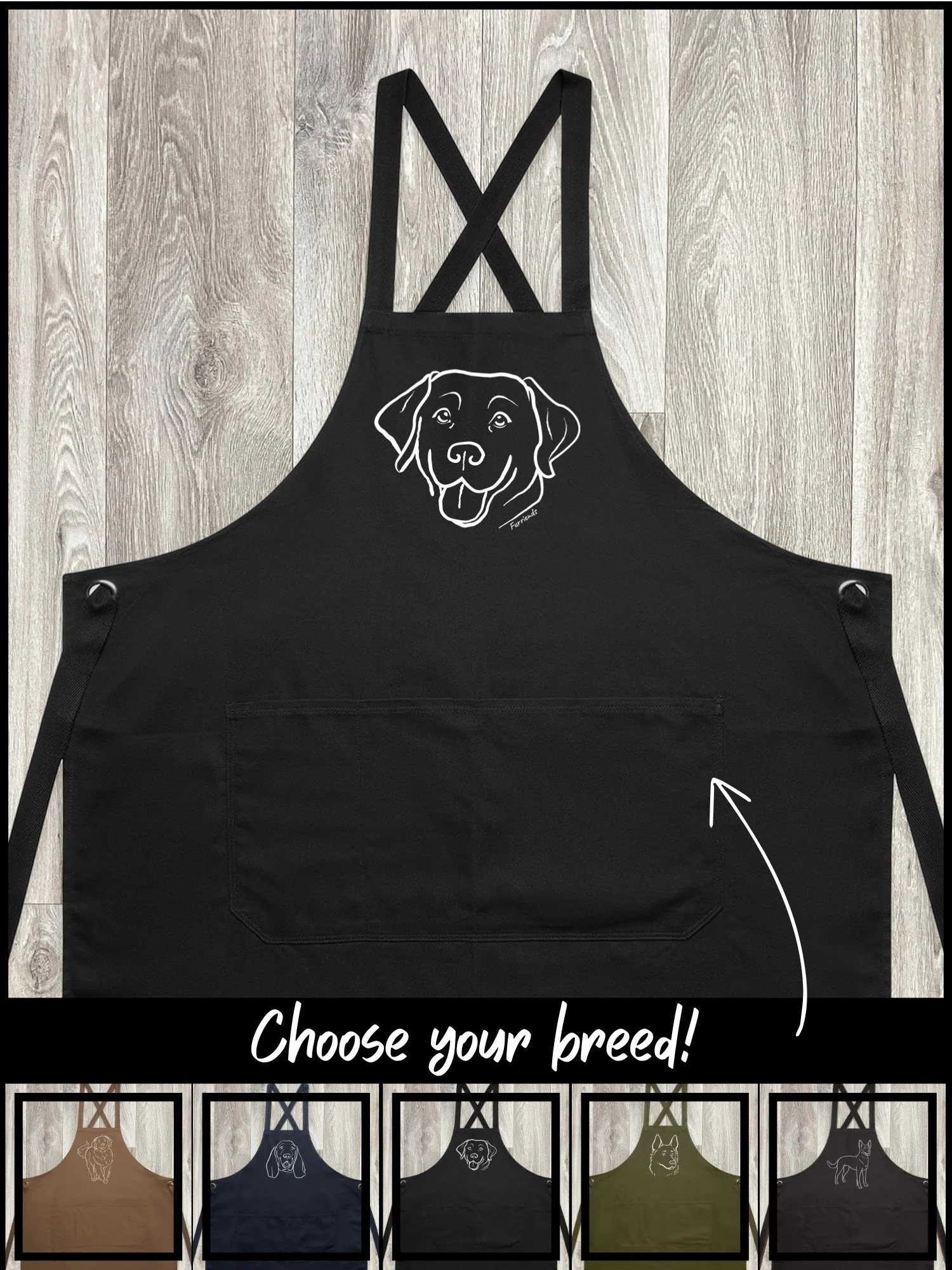 Dog Breed Jarrah Crossback Apron (Customisable) - Image 2