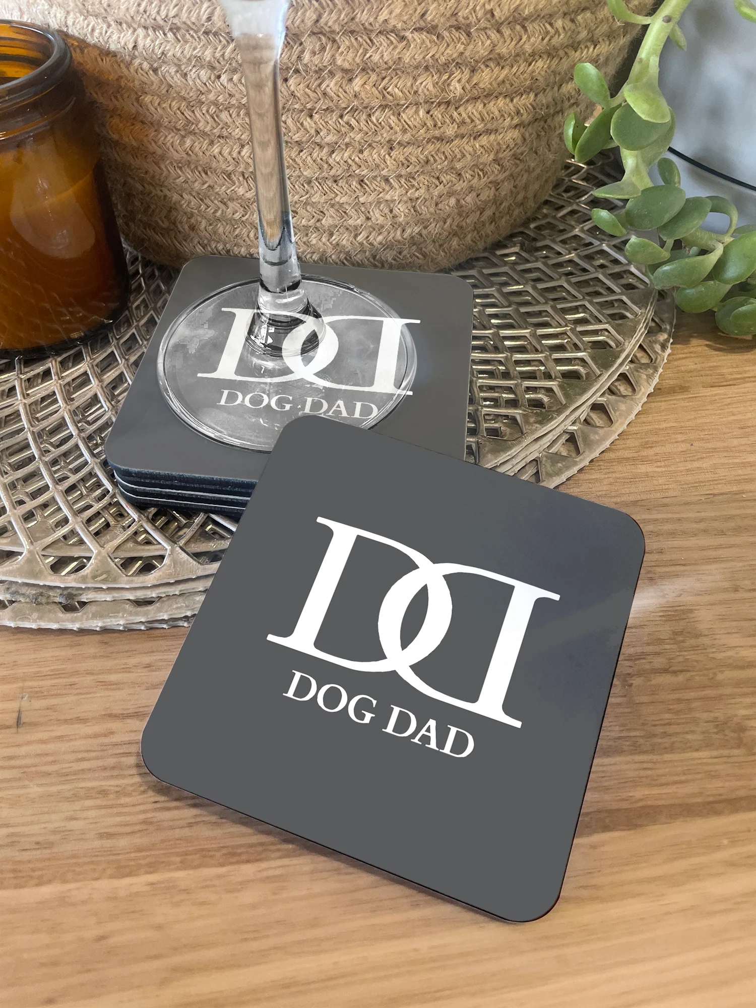 Dog Dad Monogram Coaster - Image 3