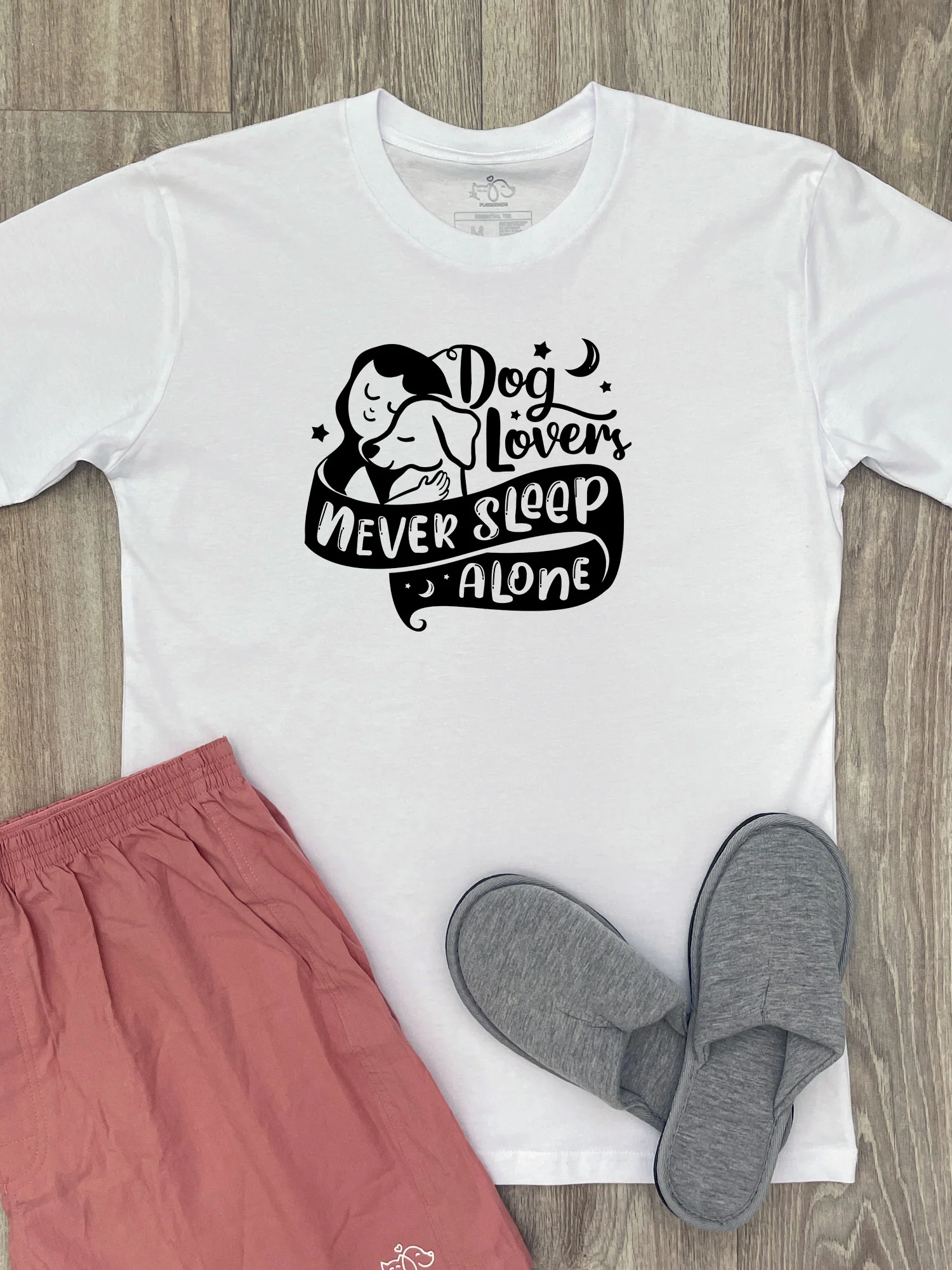 Dog Lovers Never Sleep Alone Essential Unisex Tee - Image 4