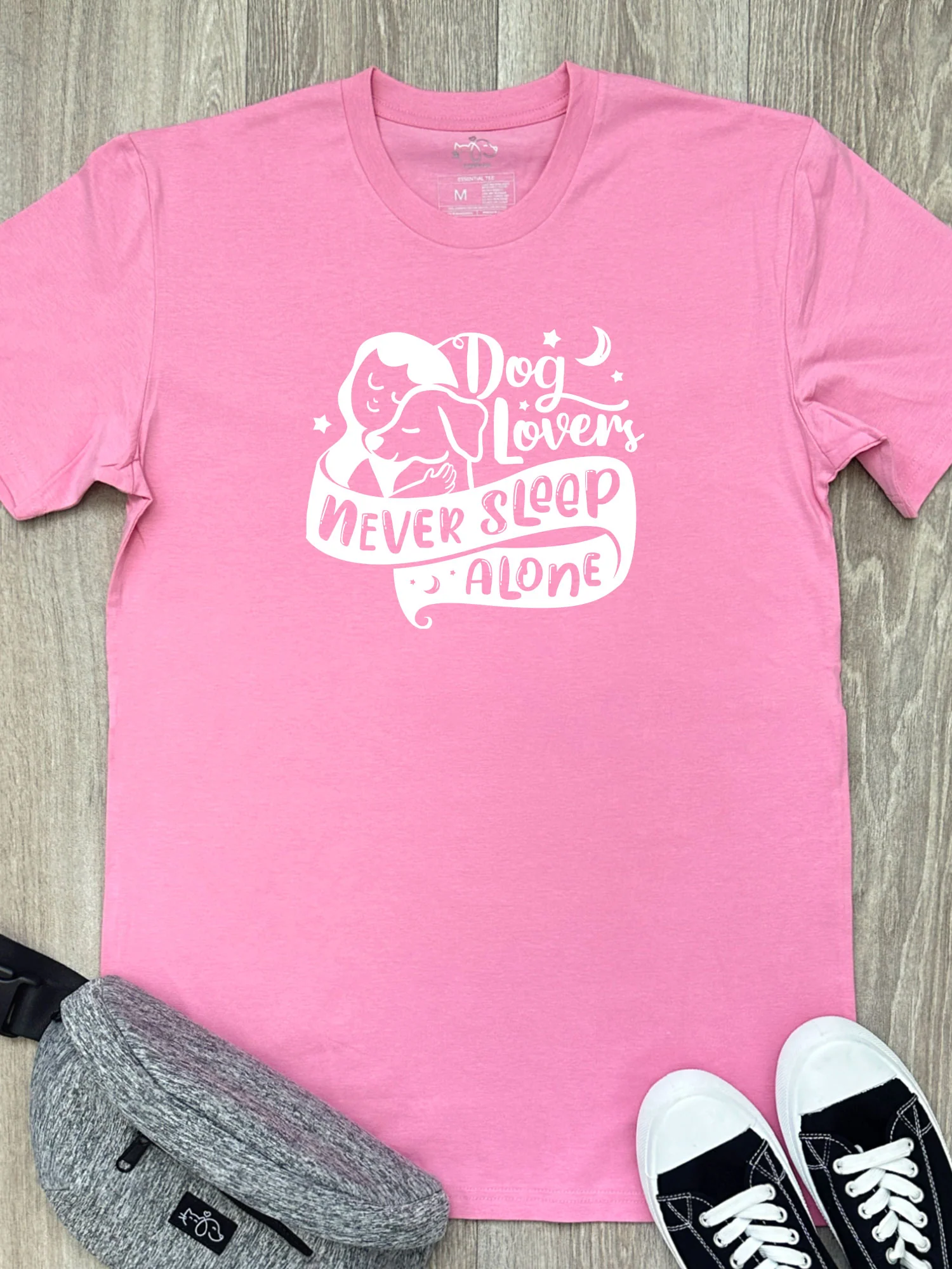 Dog Lovers Never Sleep Alone Essential Unisex Tee - Image 5