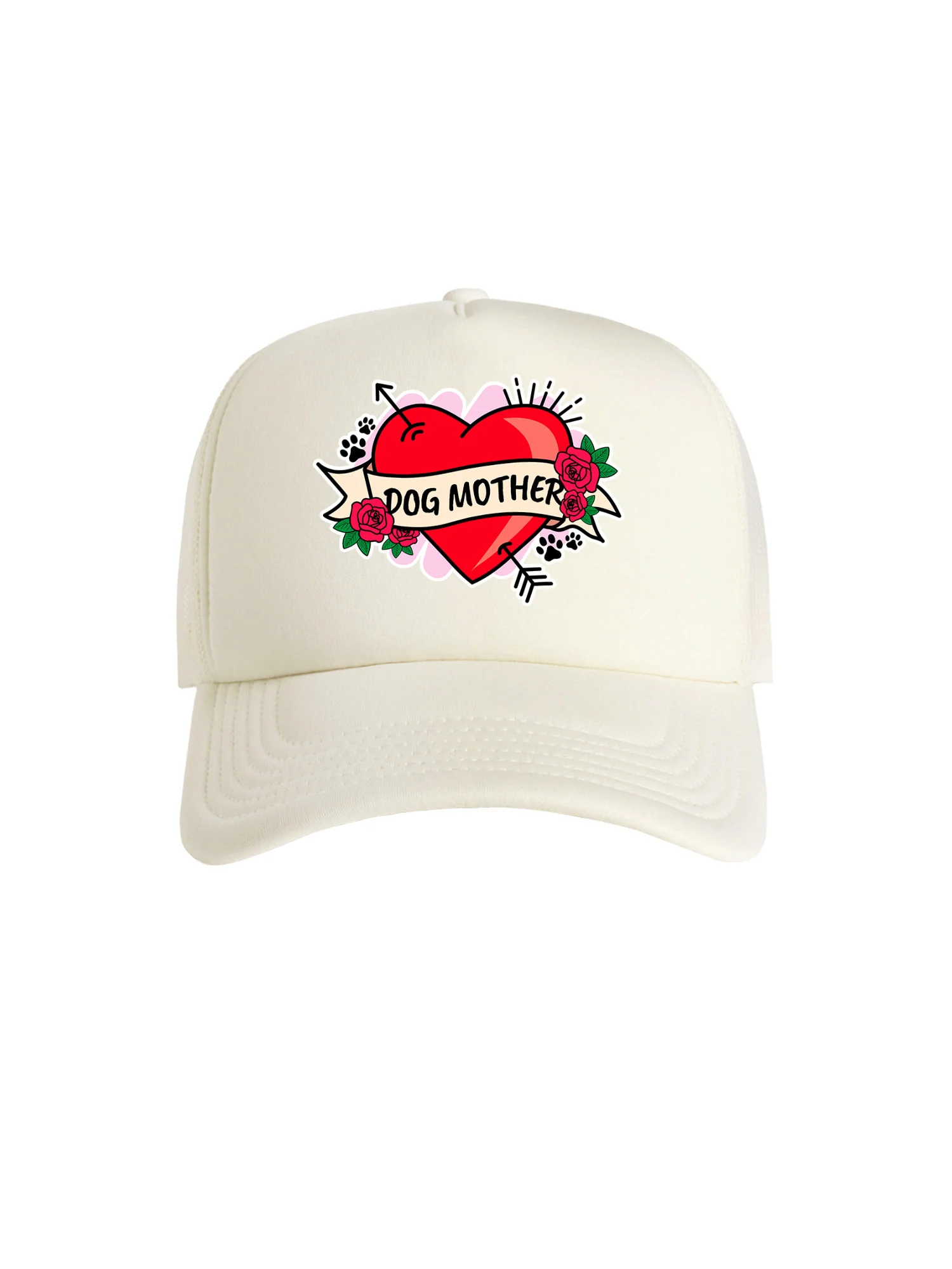Dog Mother Heart Tattoo Foam Trucker Cap