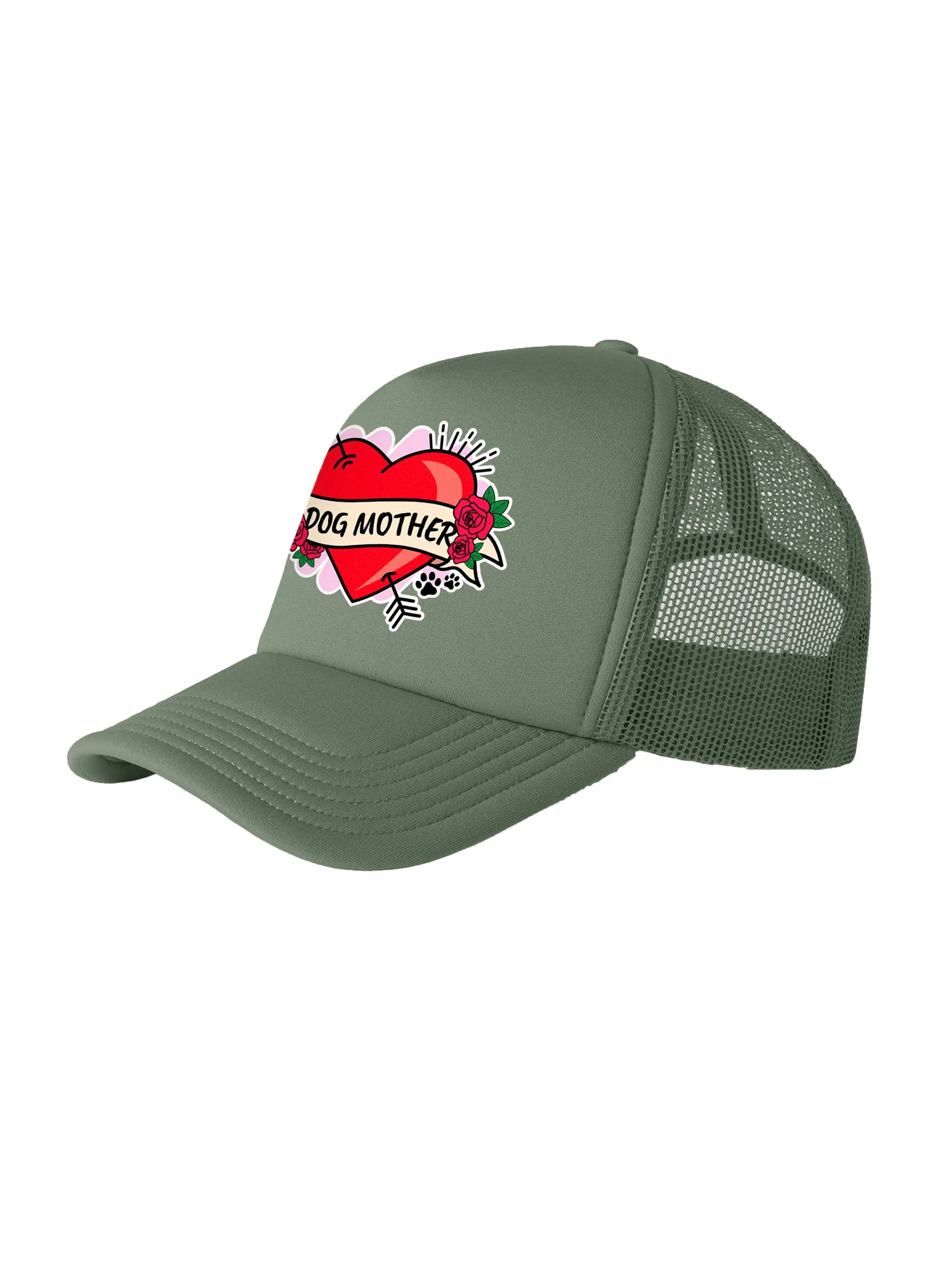 Dog Mother Heart Tattoo Foam Trucker Cap - Image 15