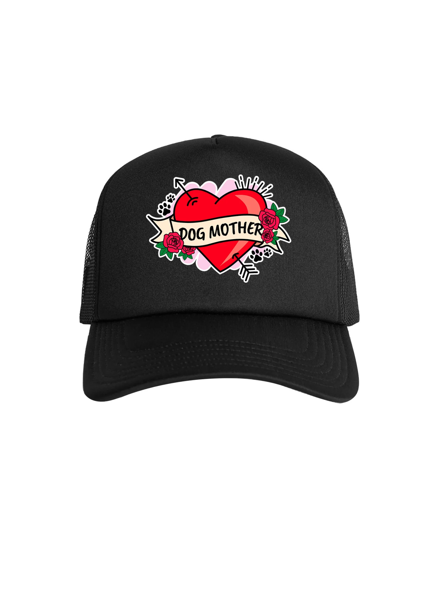 Dog Mother Heart Tattoo Foam Trucker Cap - Image 3