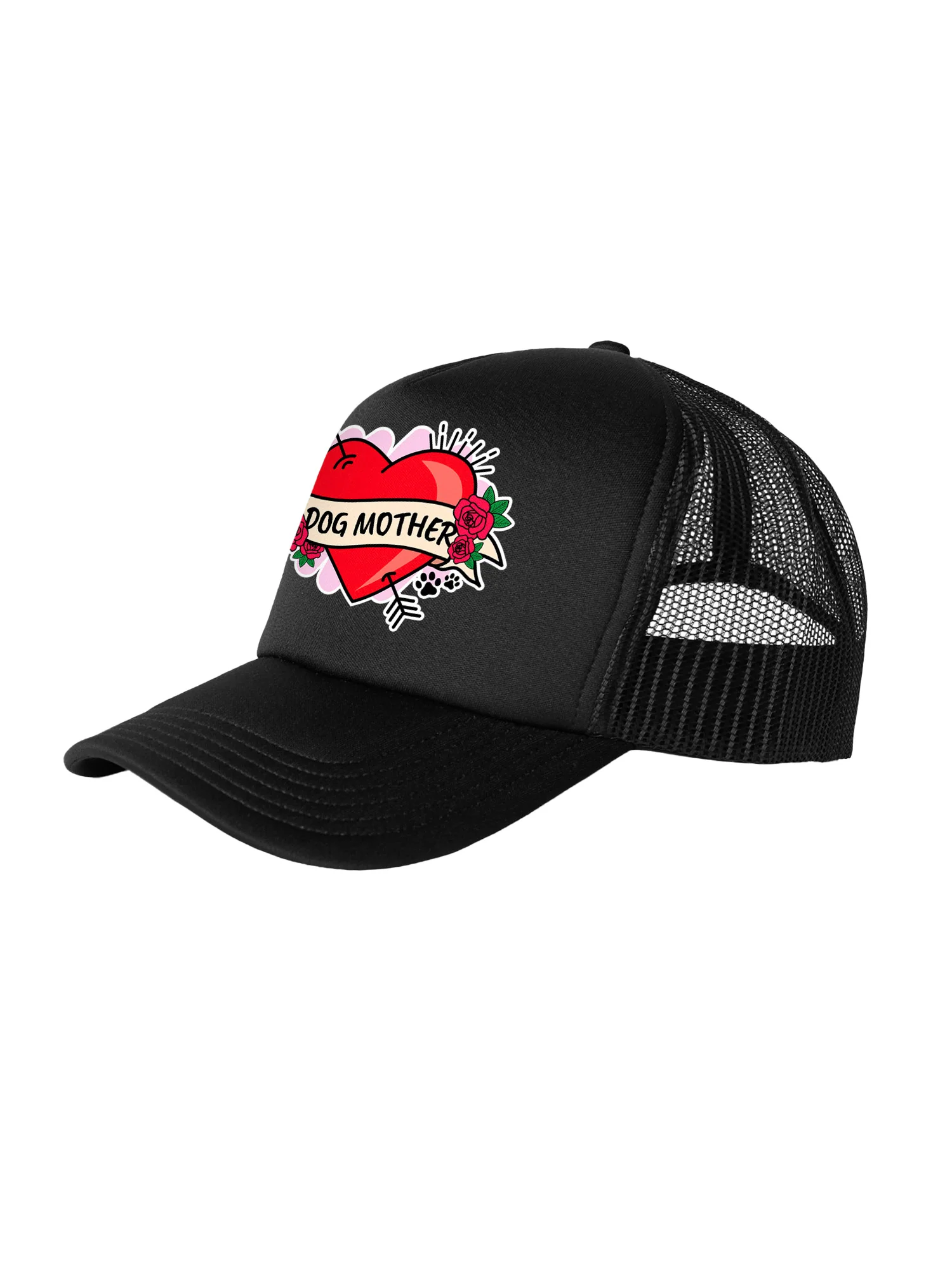 Dog Mother Heart Tattoo Foam Trucker Cap - Image 4