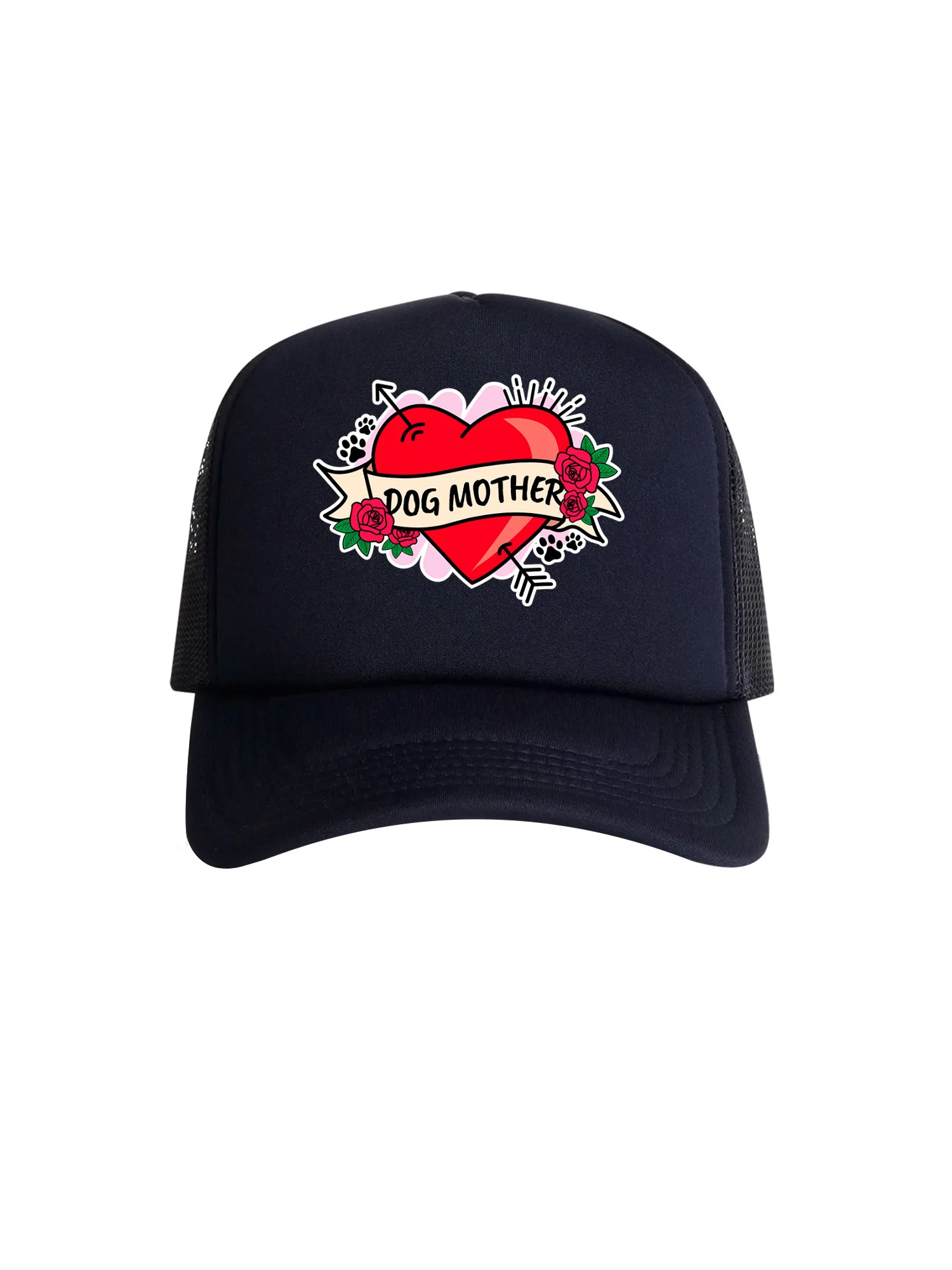 Dog Mother Heart Tattoo Foam Trucker Cap - Image 7