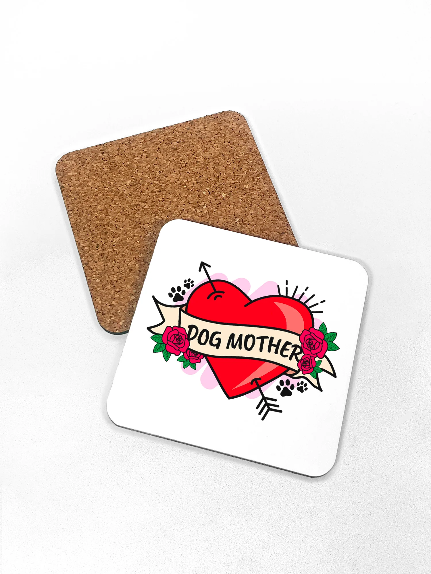 Dog Mother Heart Tattoo Coaster - Image 5