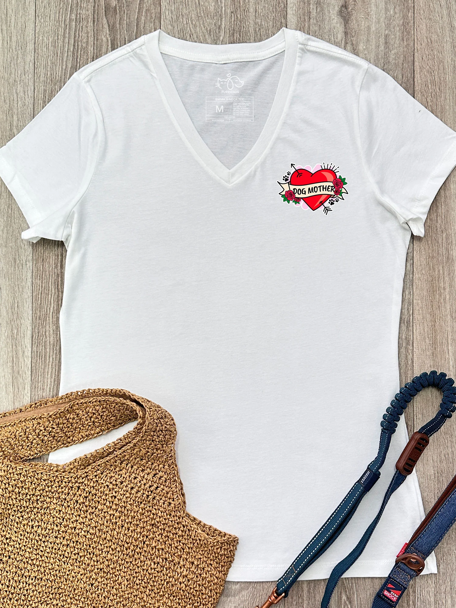 Dog Mother Heart Tattoo Emma V-Neck Tee - Image 8