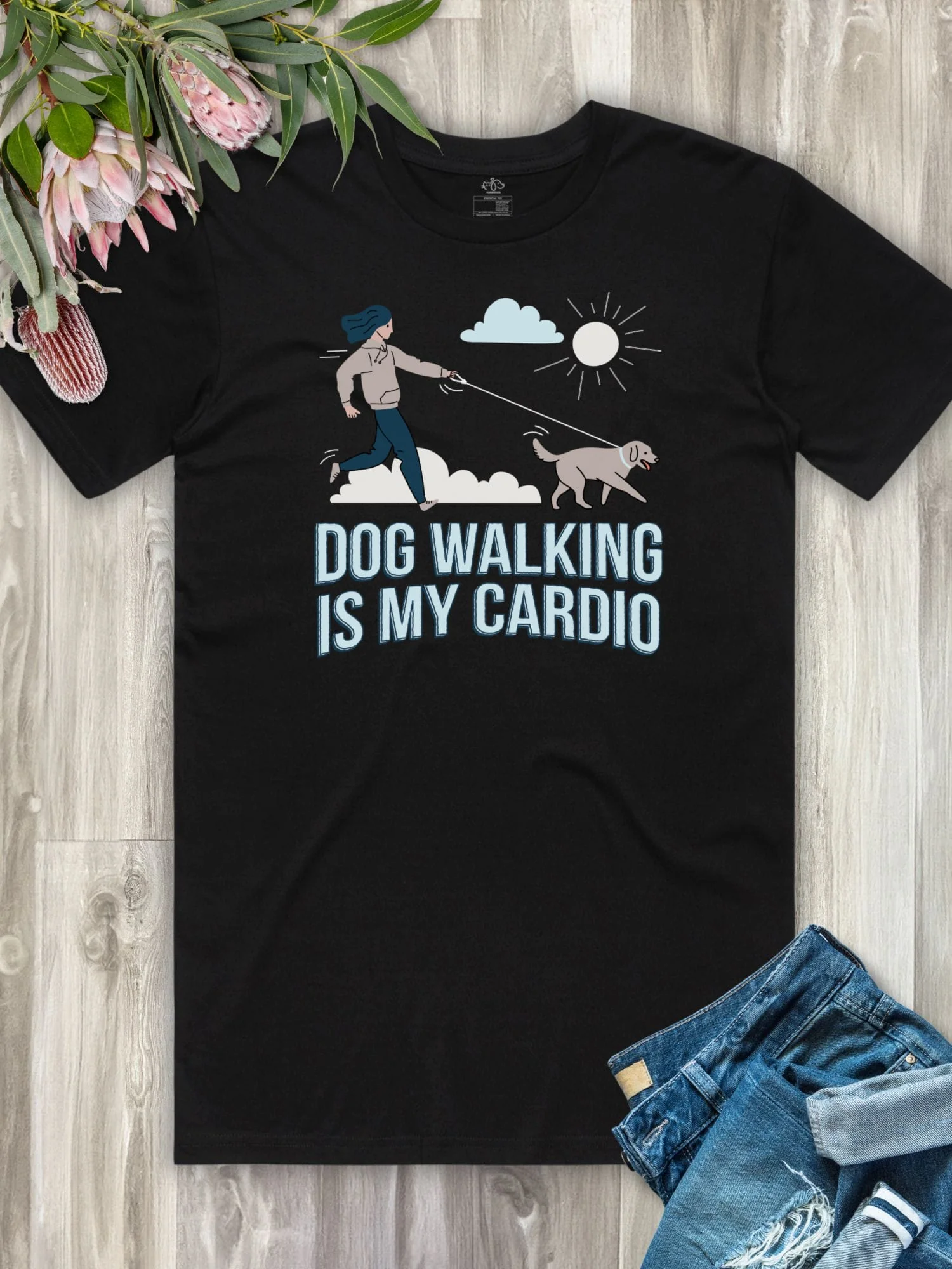 Dog Walking Is My Cardio Essential Unisex Tee - Image 2
