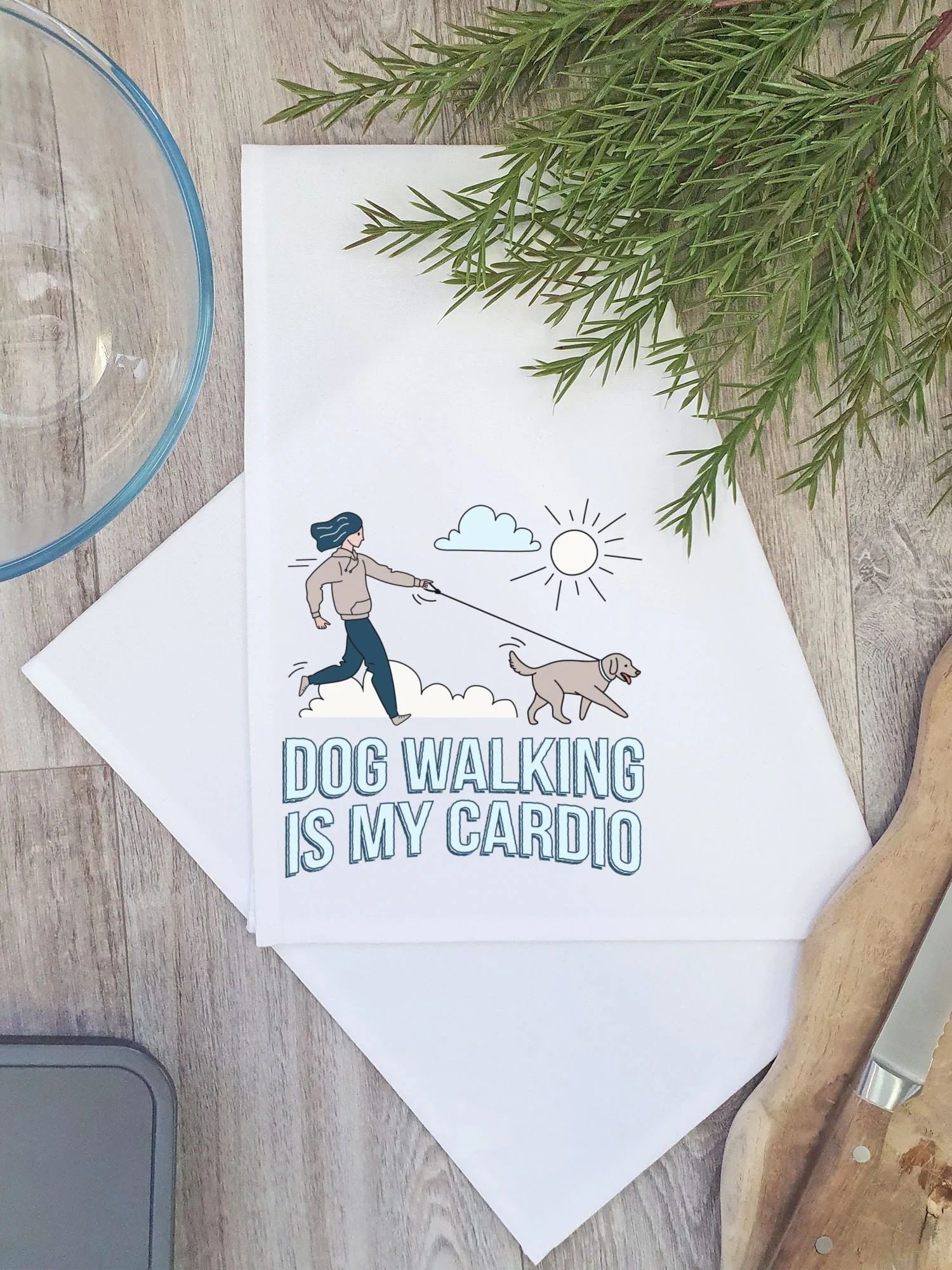 Dog Walking Is My Cardio Tea Towel - Image 3