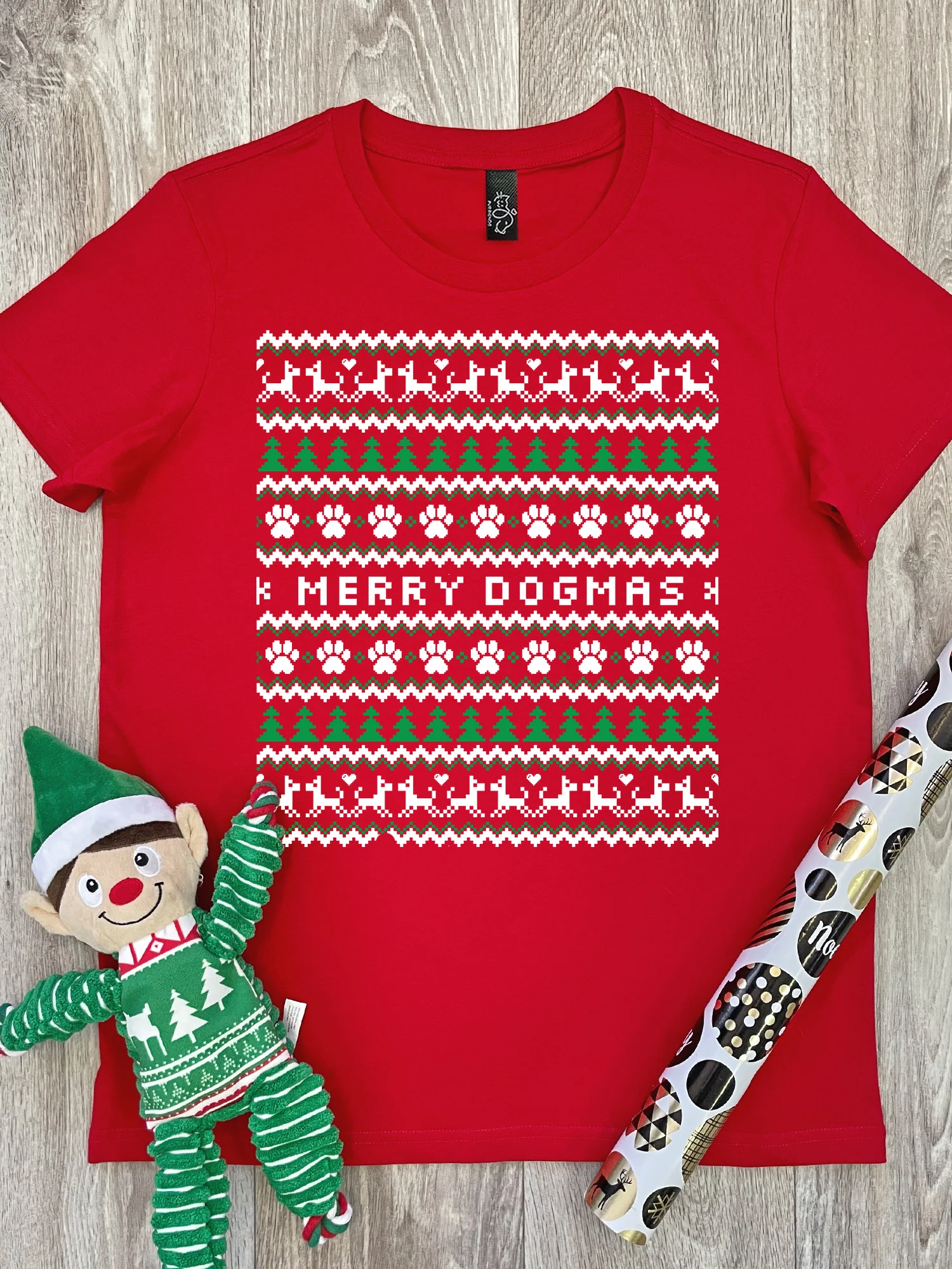 Merry Dogmas Ugly Sweater Ava Women's Regular Fit Tee - Image 3