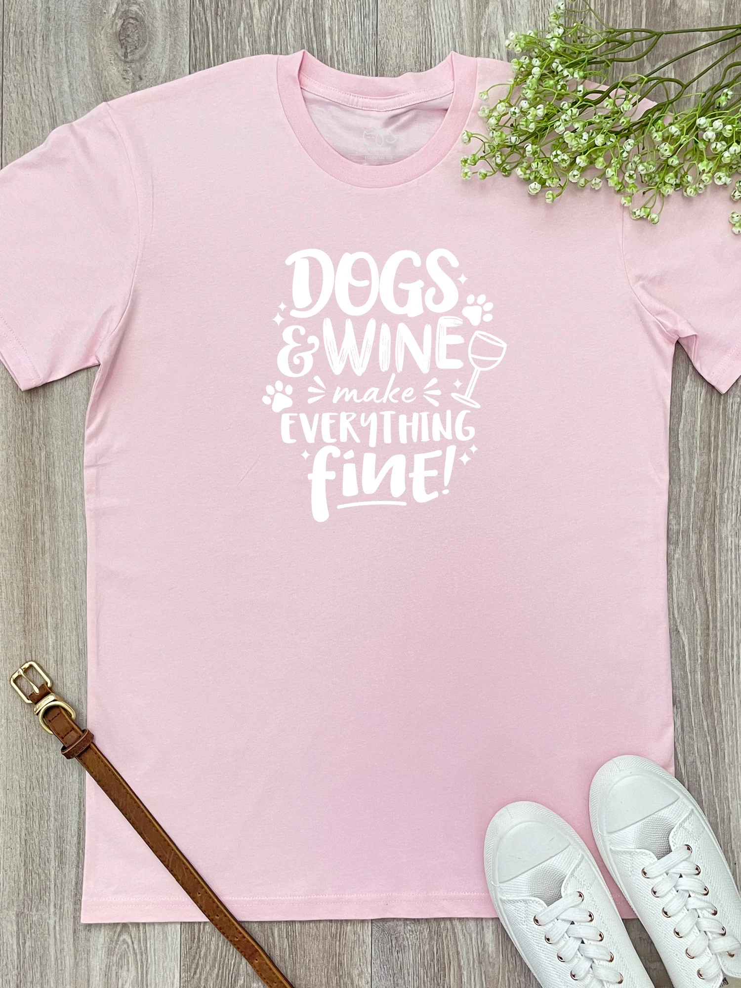 Dogs & Wine Make Everything Fine Essential Unisex Tee - Image 3