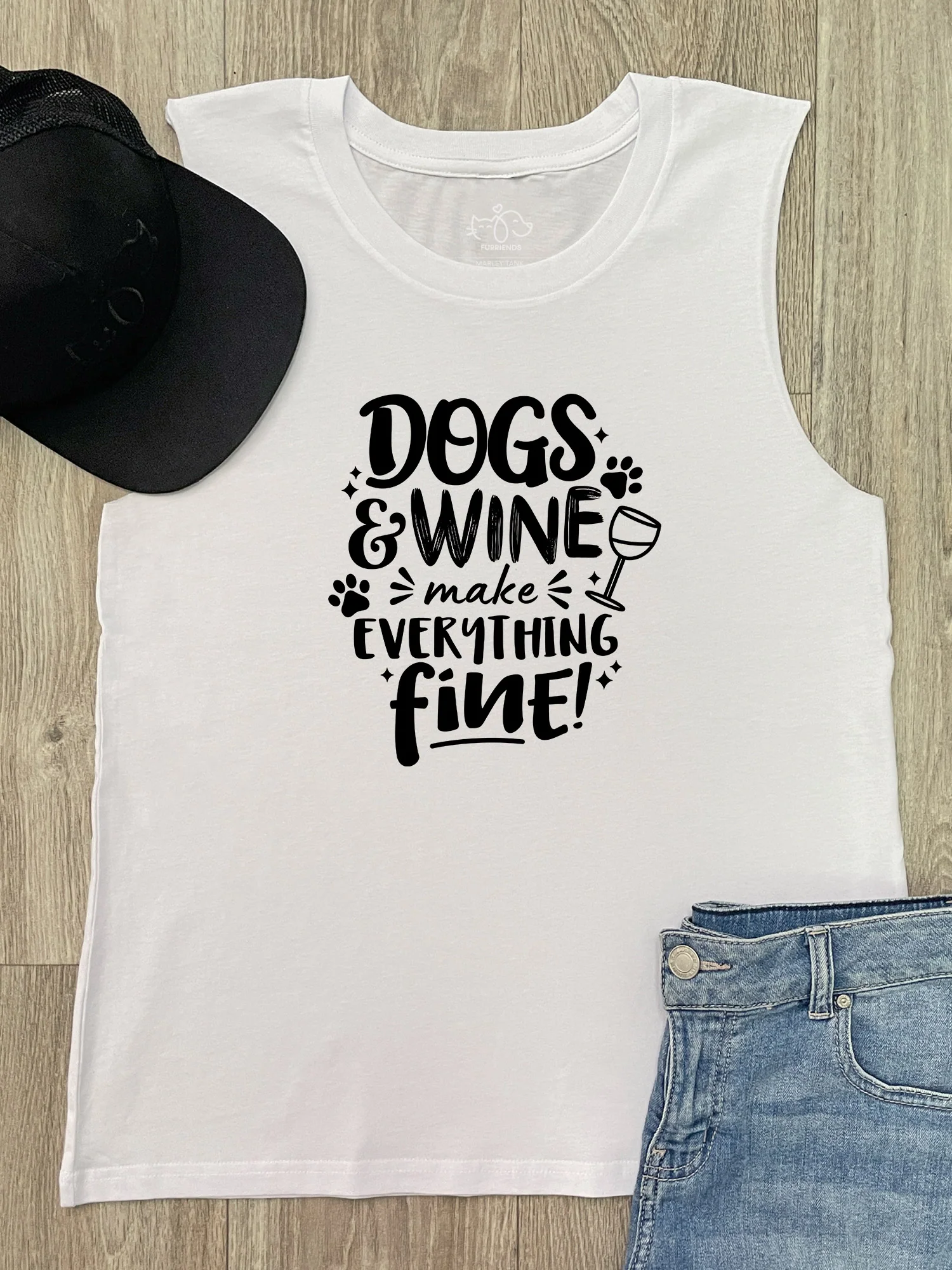 Dogs & Wine Make Everything Fine Marley Tank - Image 4
