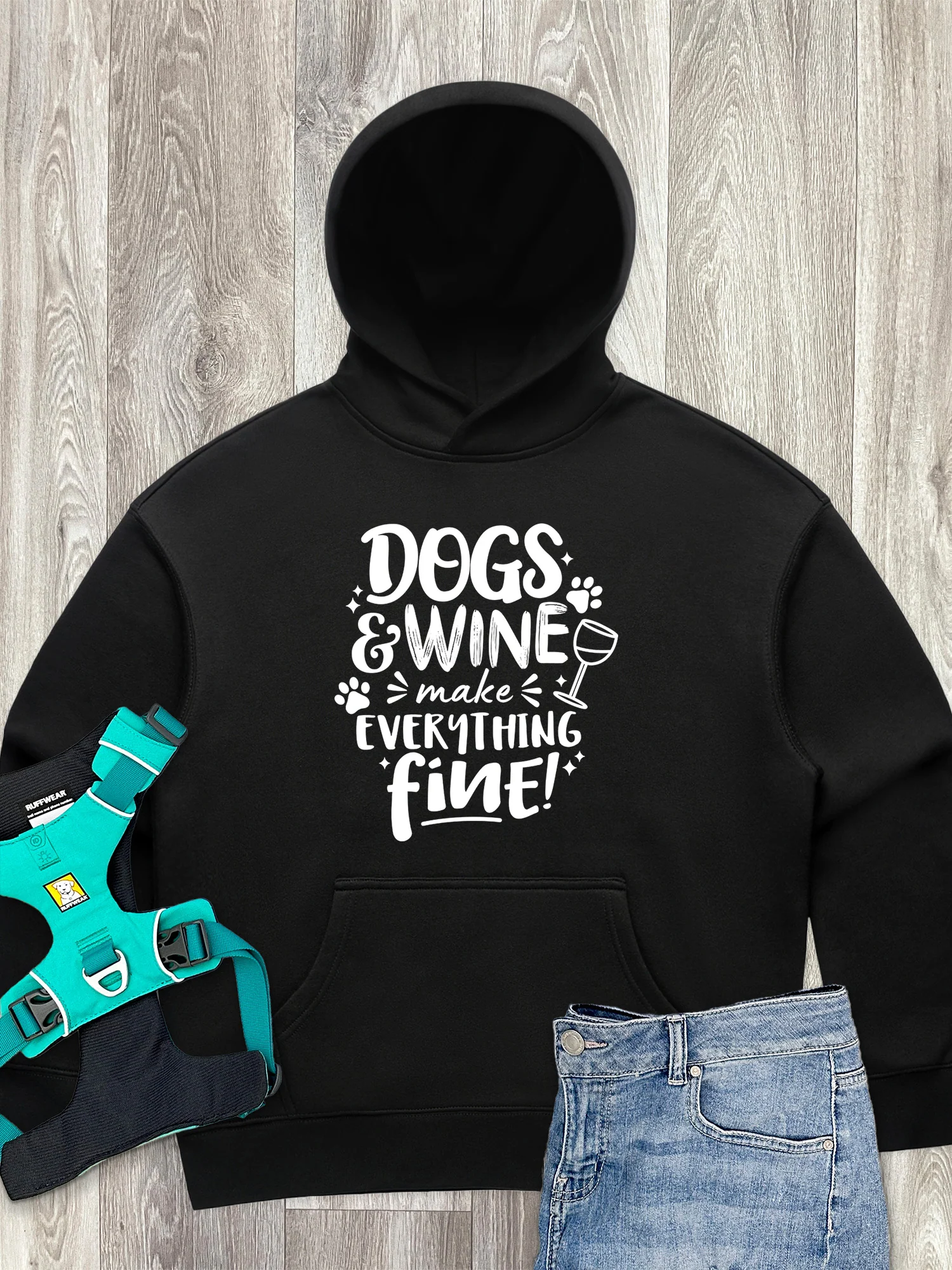 Dogs & Wine Make Everything Fine Women's Comfort Hood - Image 3