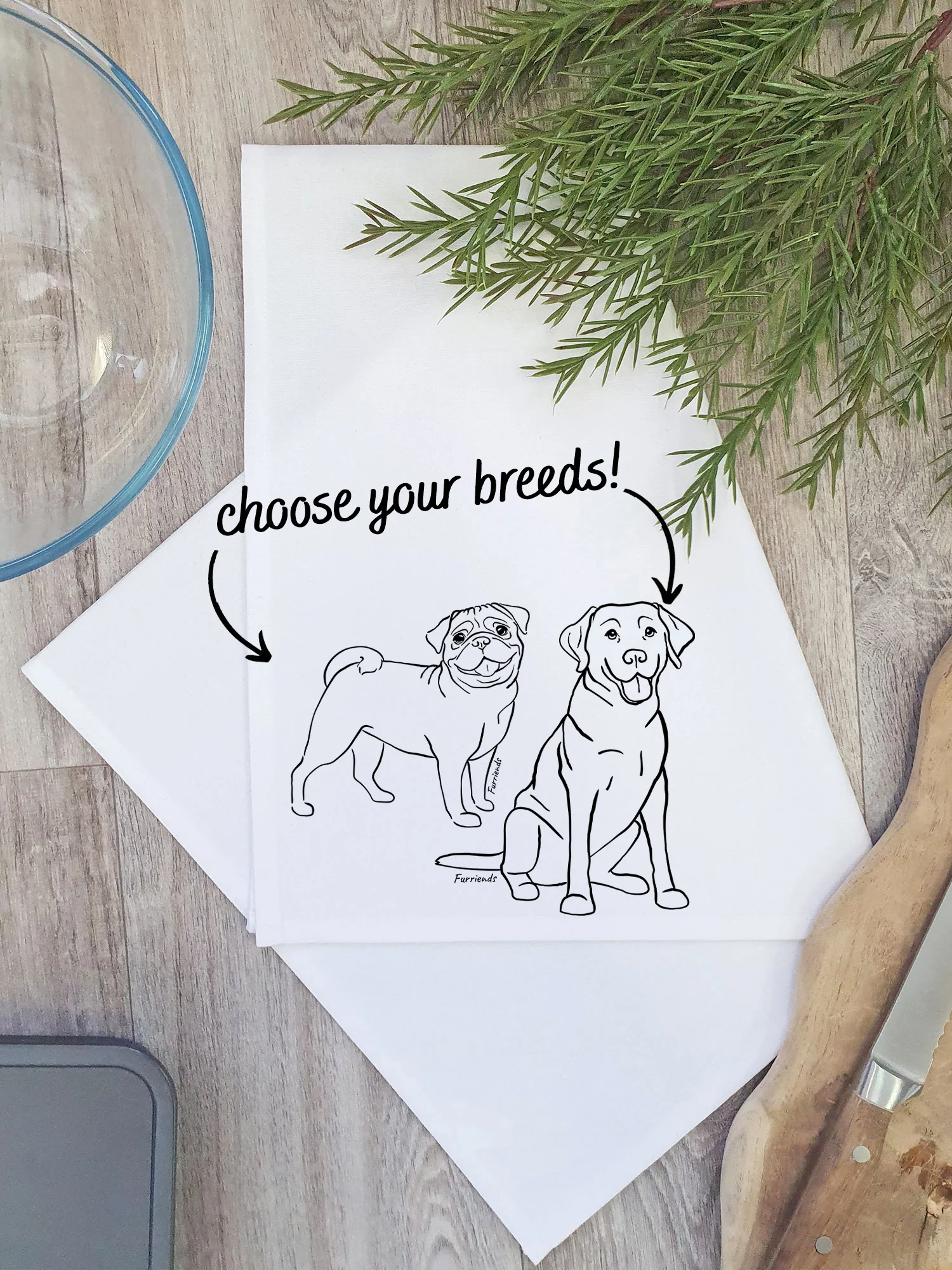 Dual Breed Customisable Tea Towel - Image 3