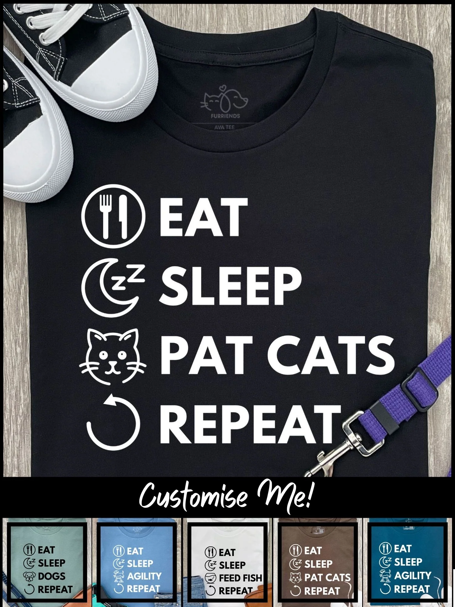 Eat. Sleep. Repeat. Ava Women's Regular Fit Tee (Customisable) - Image 2