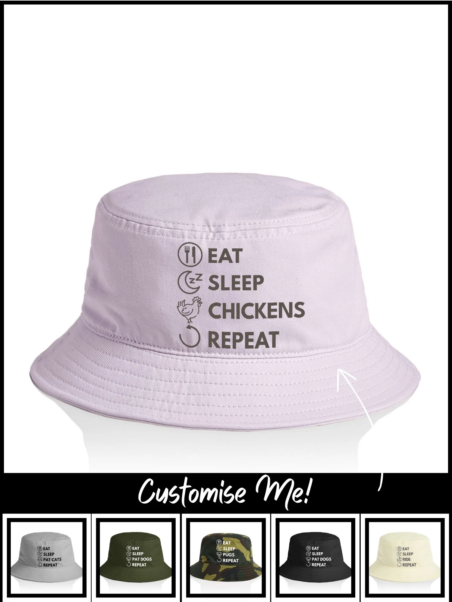 Eat. Sleep. Repeat. Bucket Hat (Customisable) - Image 5