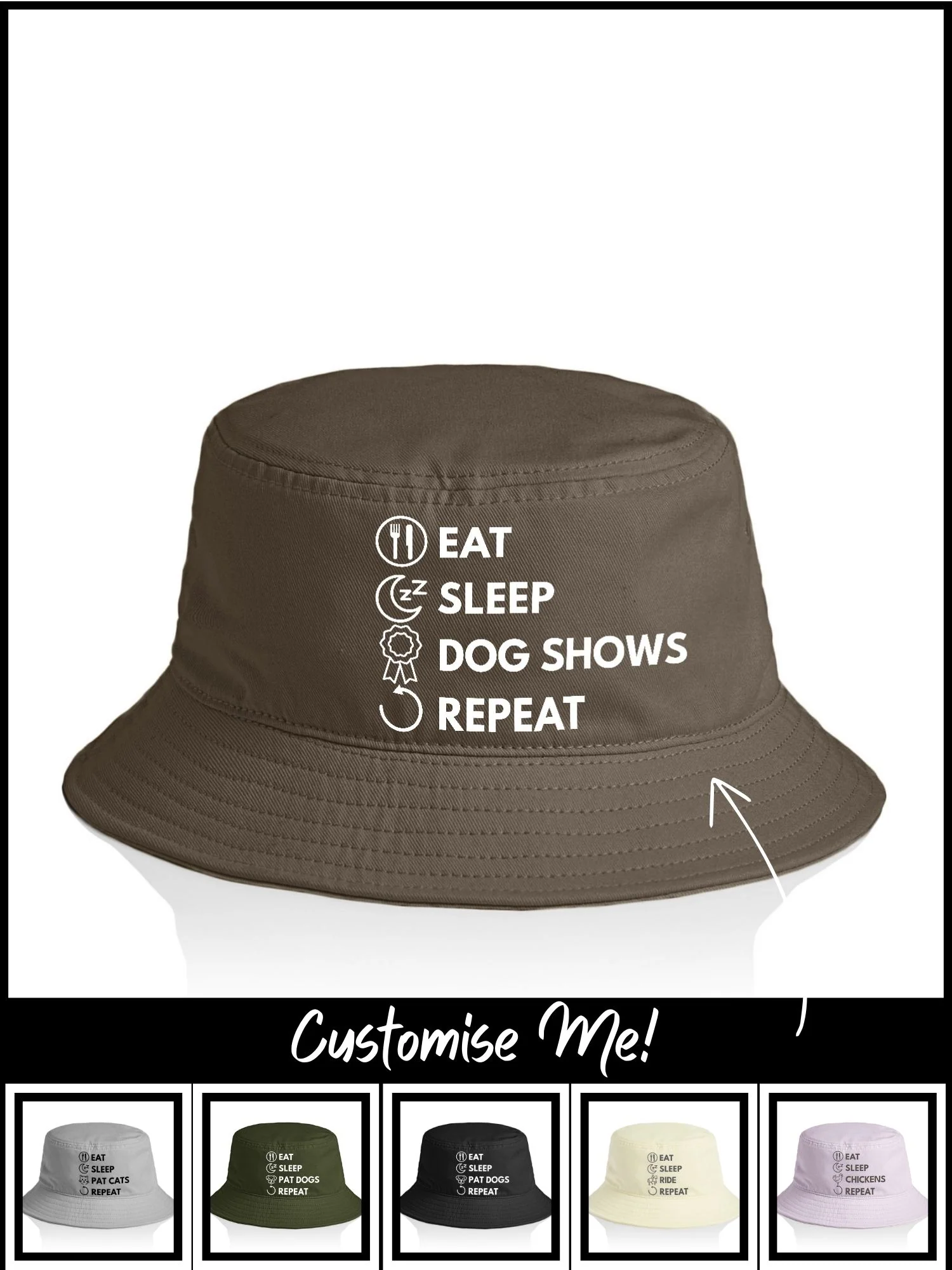 Eat. Sleep. Repeat. Bucket Hat (Customisable) - Image 7