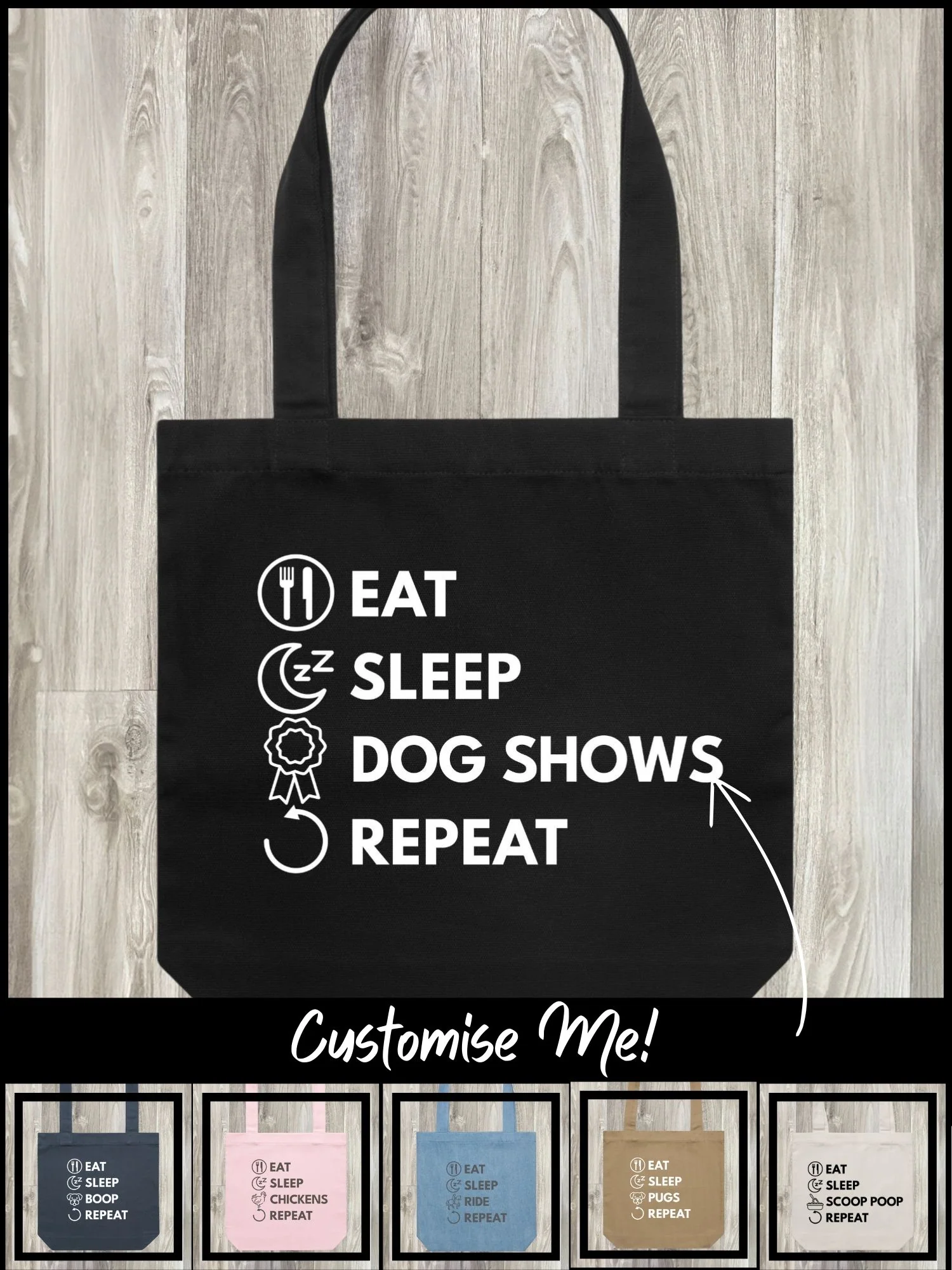 Eat. Sleep. Repeat. Edith Tote Bag (Customisable) - Image 2