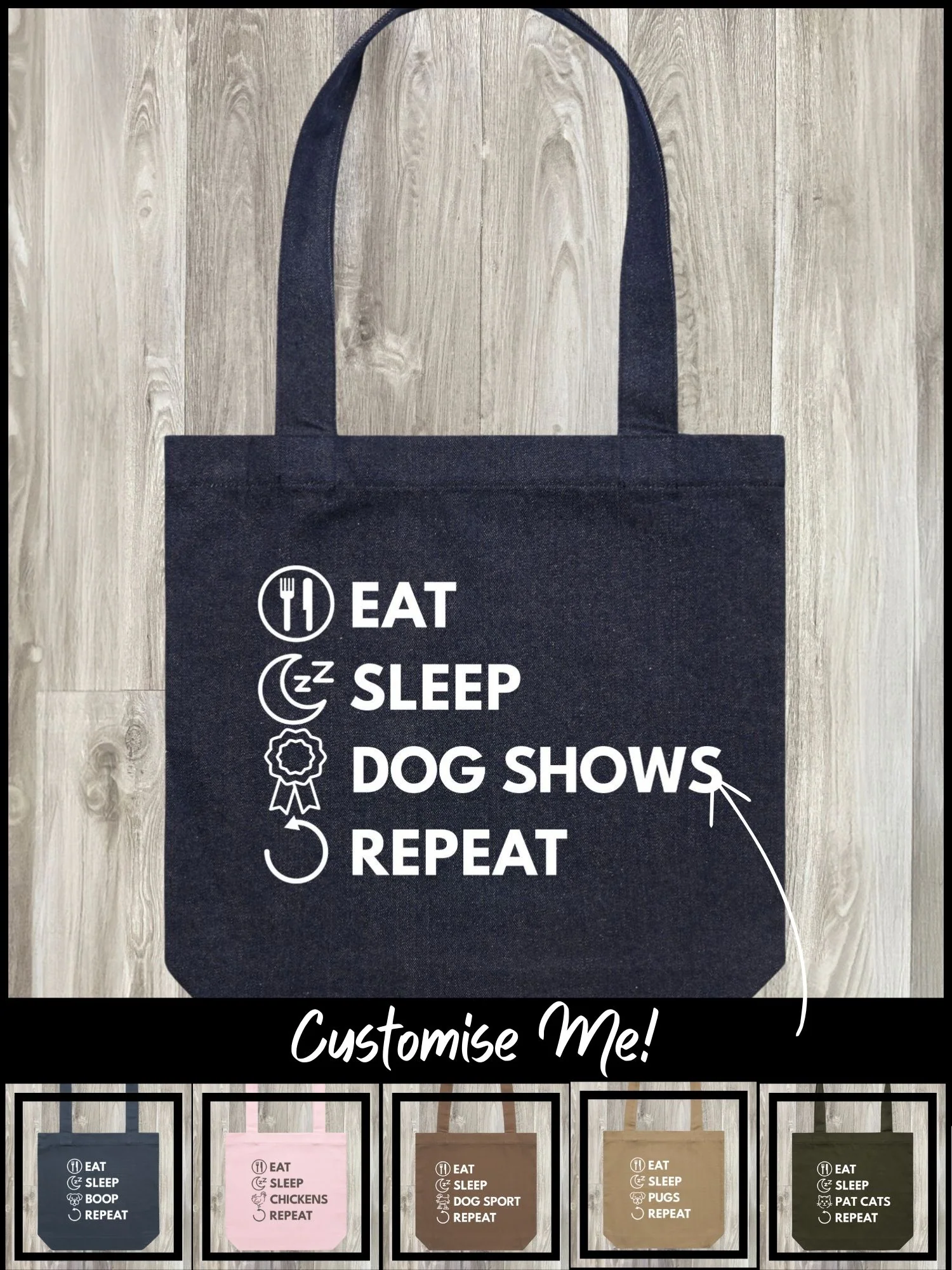 Eat. Sleep. Repeat. Edith Tote Bag (Customisable) - Image 6