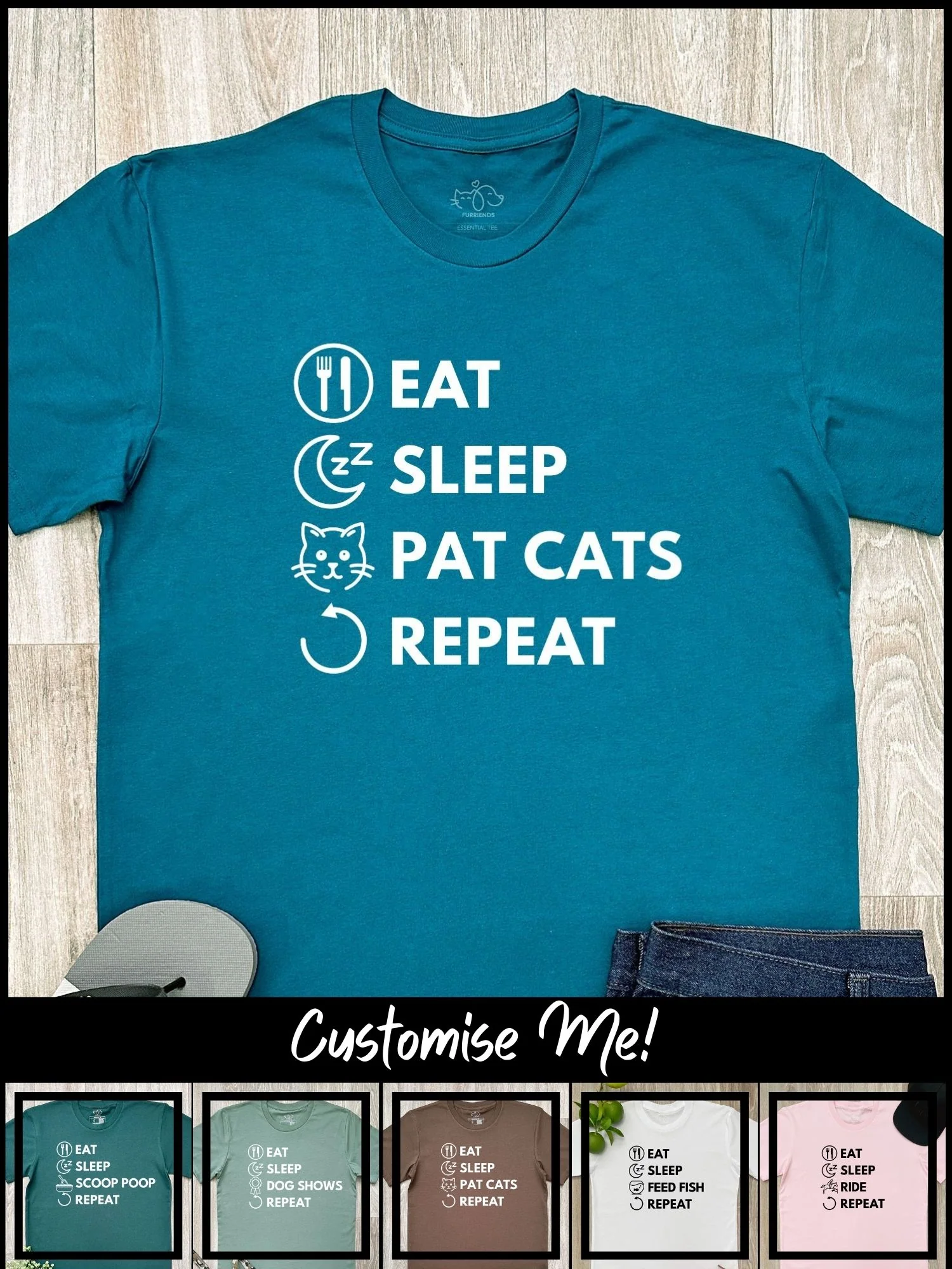 Eat. Sleep. Repeat. Essential Unisex Tee (Customisable) - Image 3
