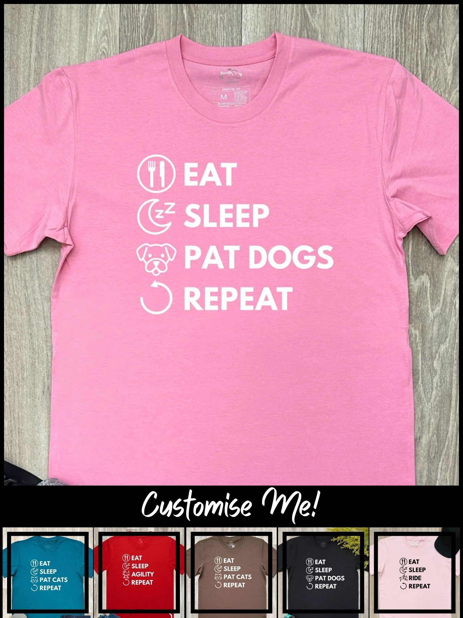 Eat. Sleep. Repeat. Essential Unisex Tee (Customisable) - Image 4