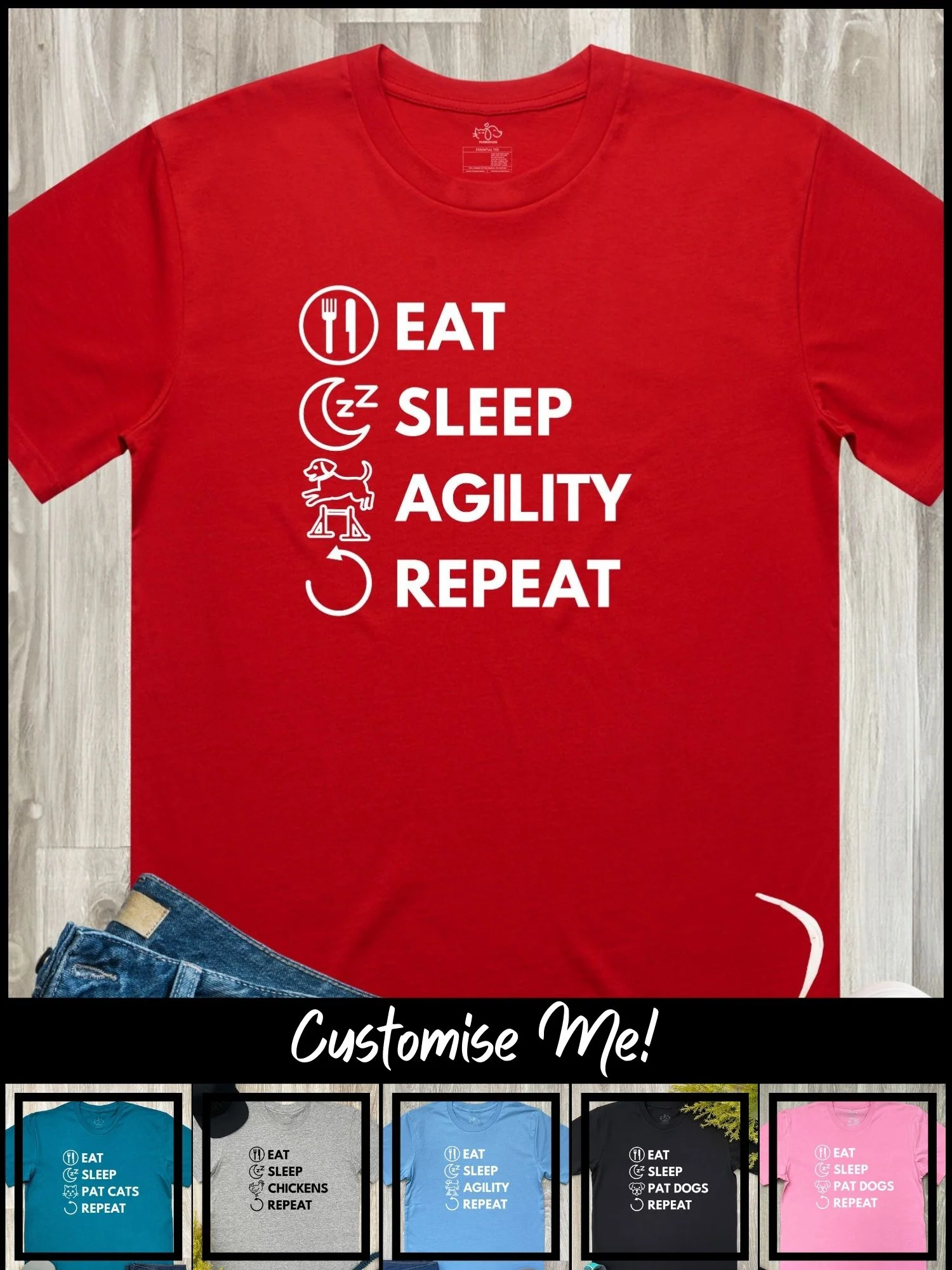 Eat. Sleep. Repeat. Essential Unisex Tee (Customisable) - Image 9