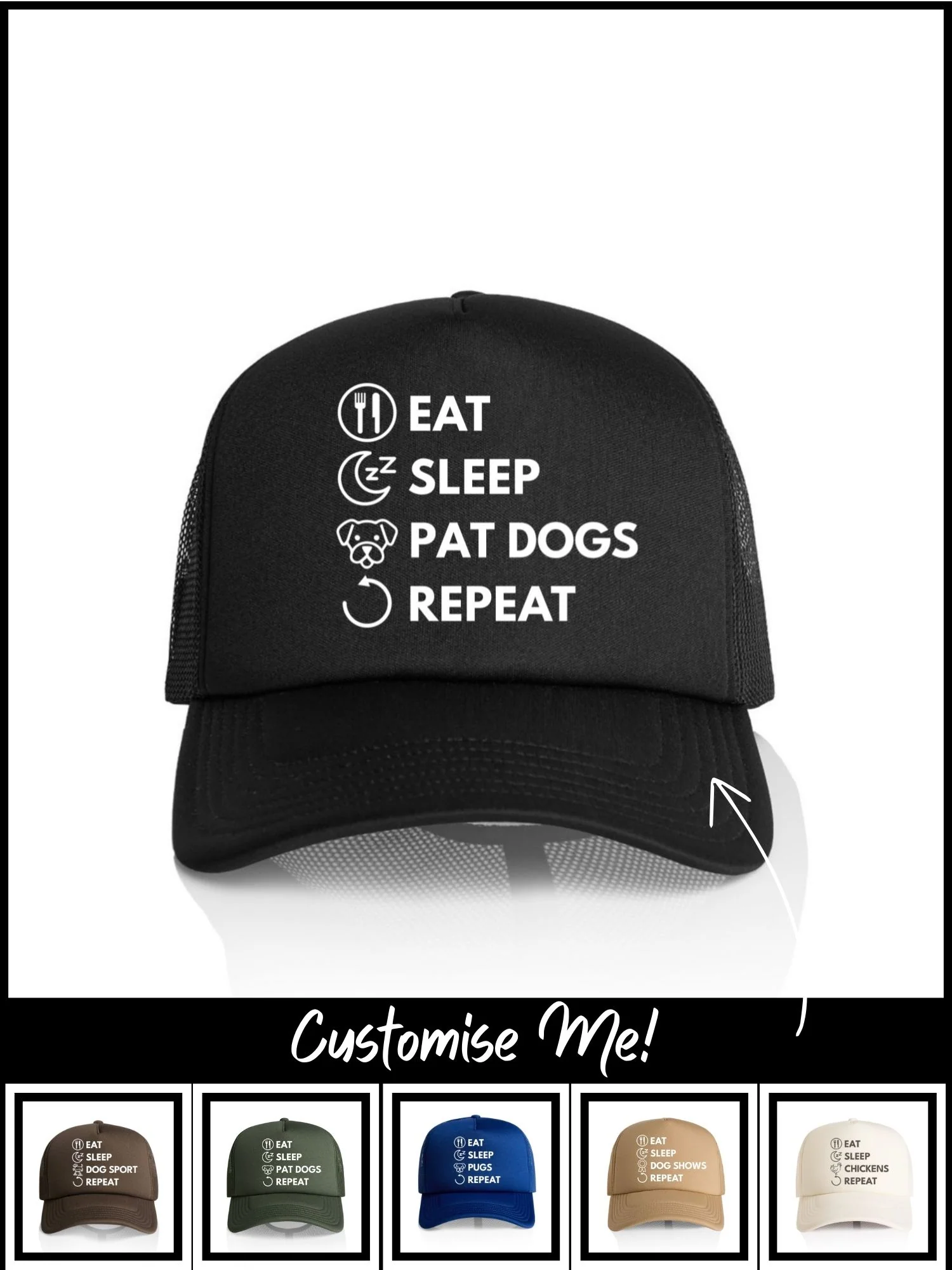 Eat. Sleep. Repeat. Foam Trucker Cap (Customisable) - Image 4