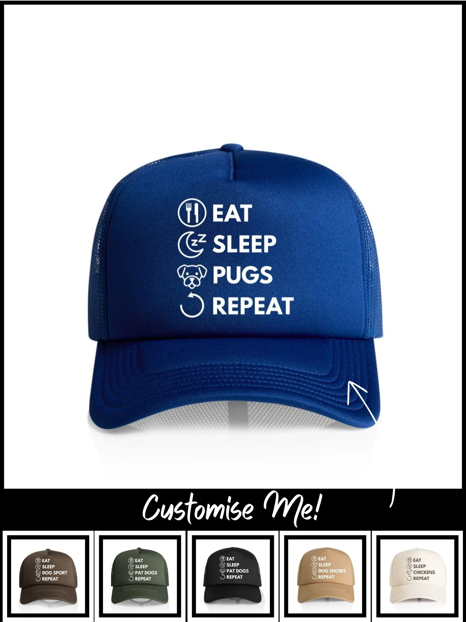 Eat. Sleep. Repeat. Foam Trucker Cap (Customisable) - Image 7