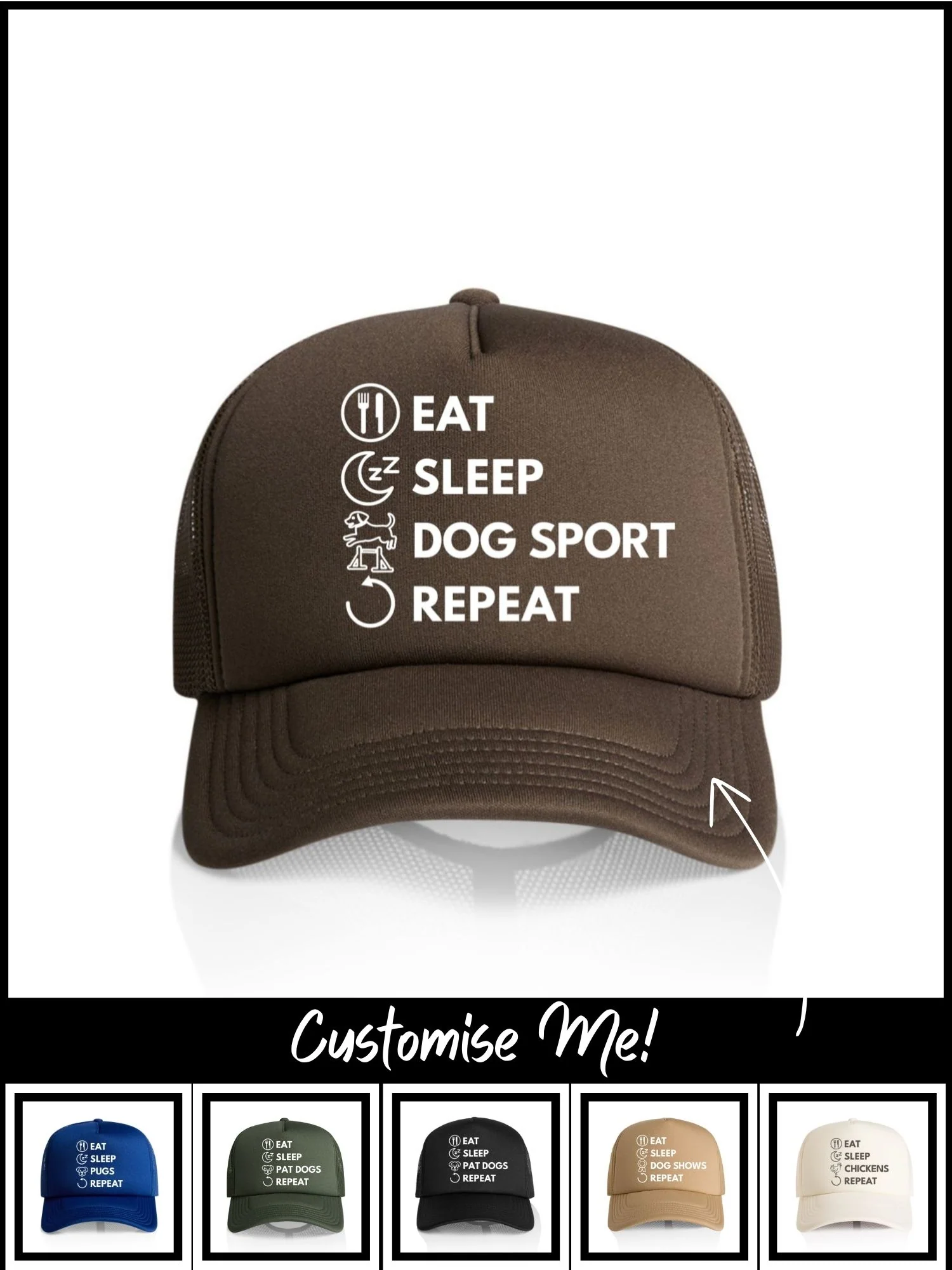 Eat. Sleep. Repeat. Foam Trucker Cap (Customisable) - Image 9