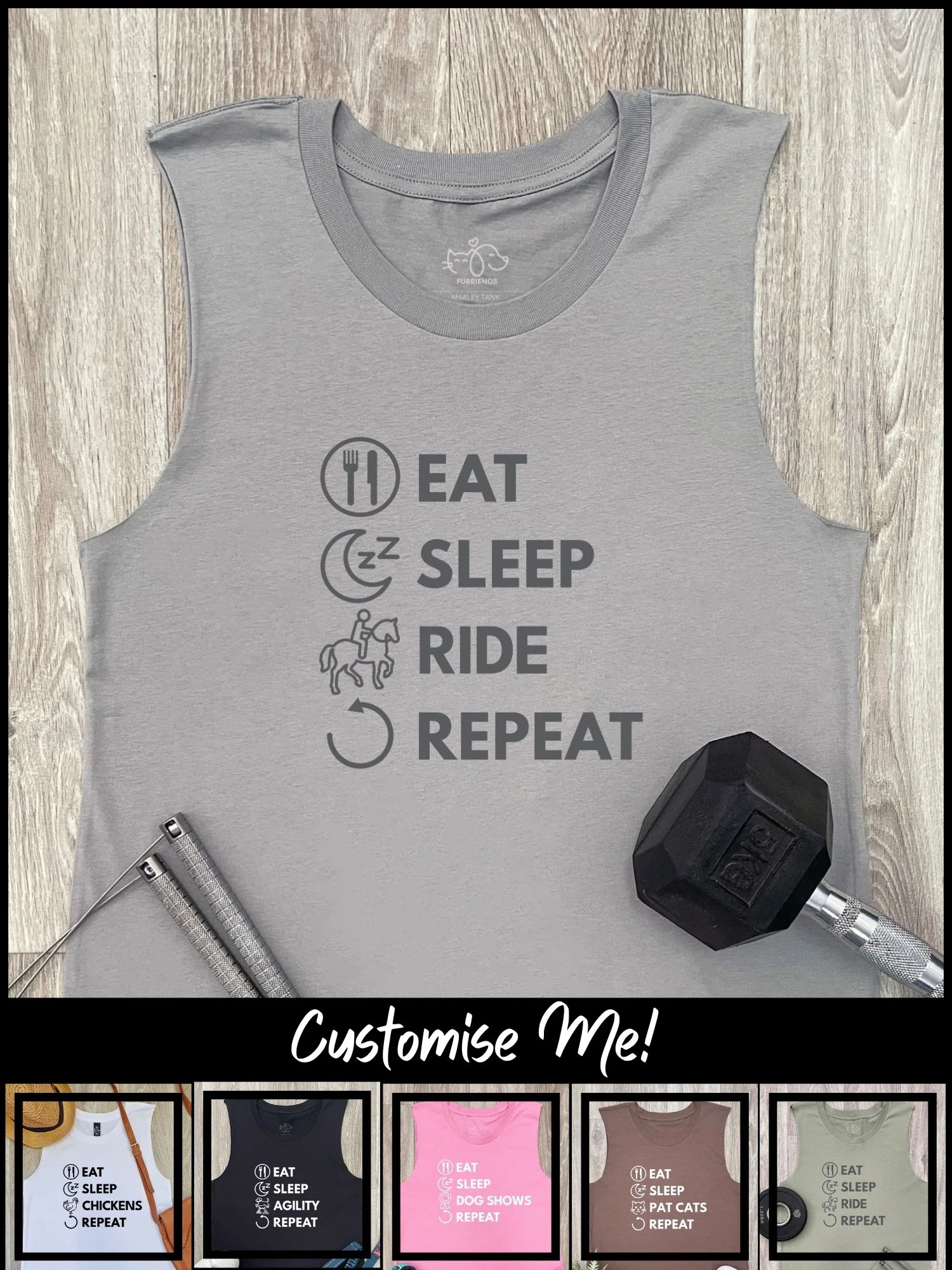 Eat. Sleep. Repeat. Marley Tank (Customisable) - Image 2