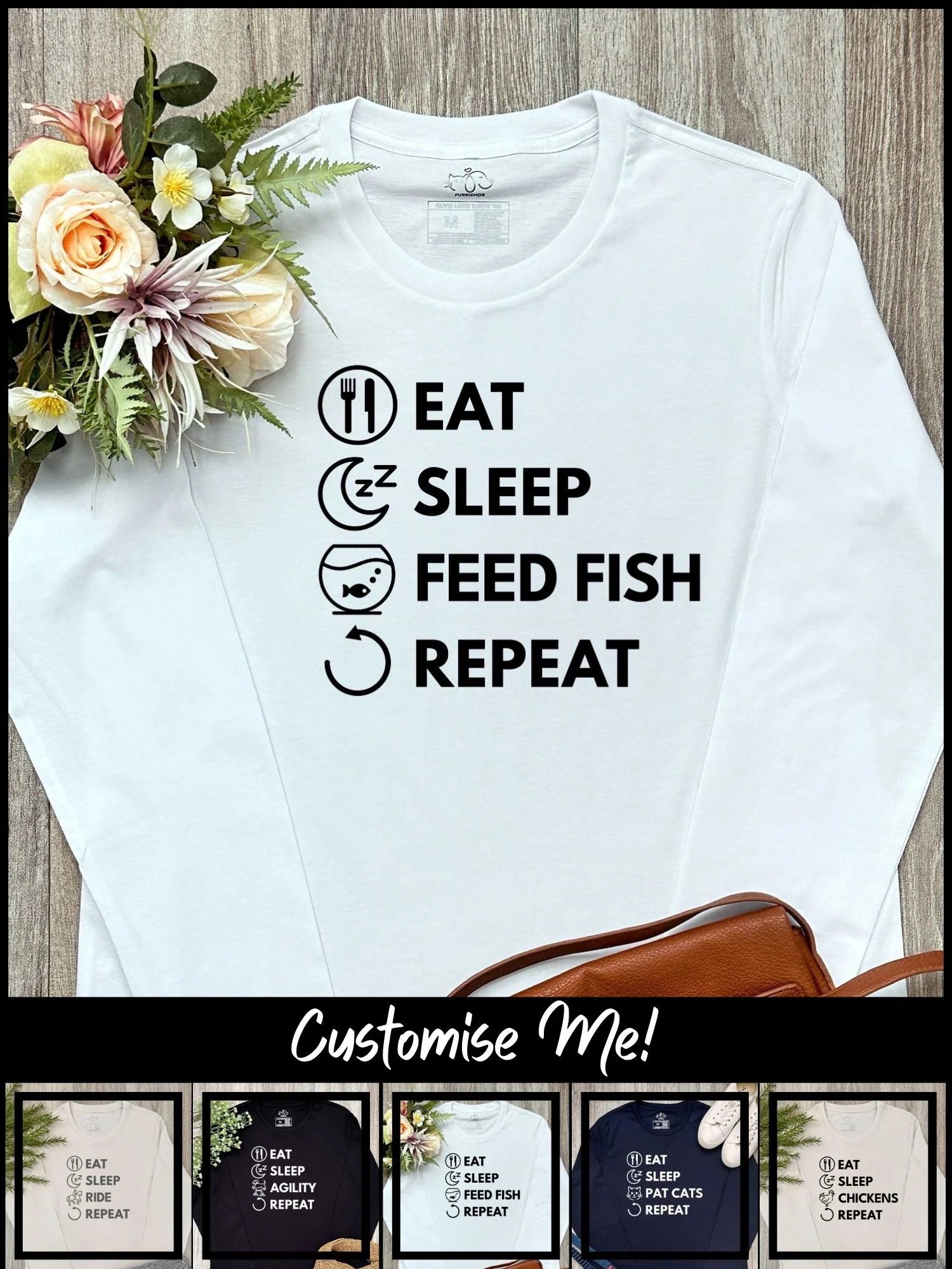 Eat. Sleep. Repeat. Olivia Long Sleeve Tee (Customisable) - Image 4