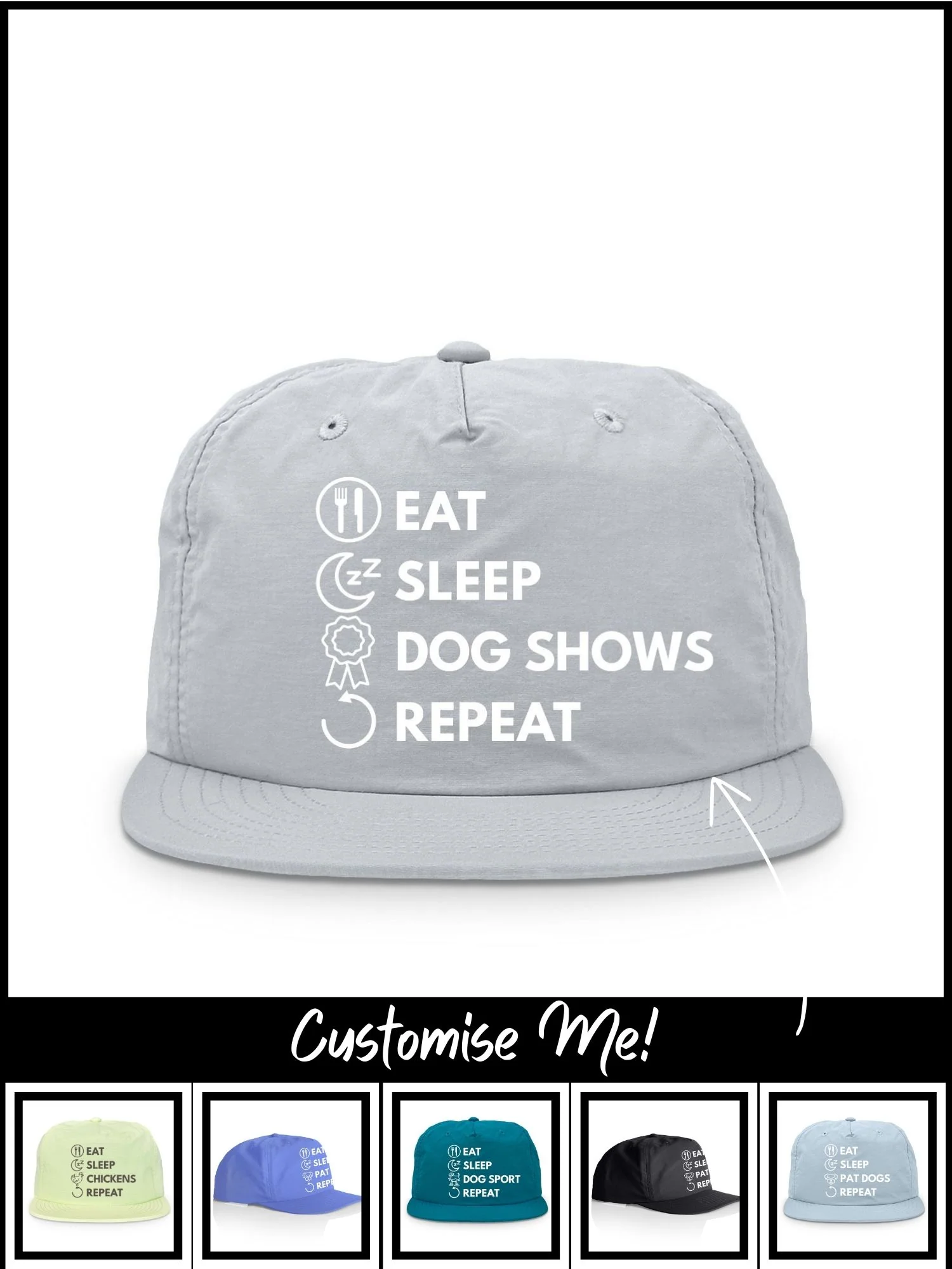 Eat. Sleep. Repeat. Quick-Dry Cap (Customisable) - Image 10