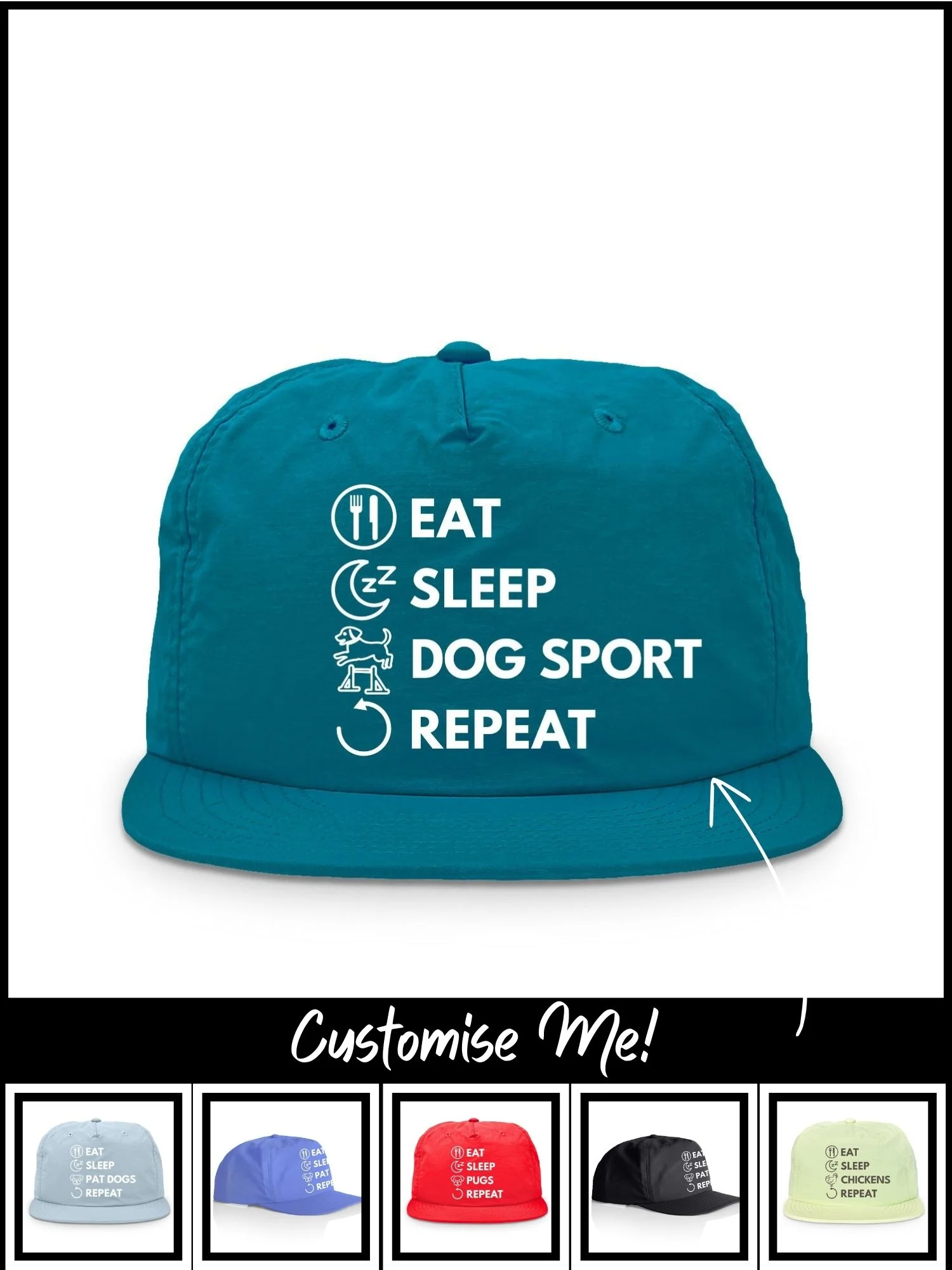 Eat. Sleep. Repeat. Quick-Dry Cap (Customisable) - Image 5