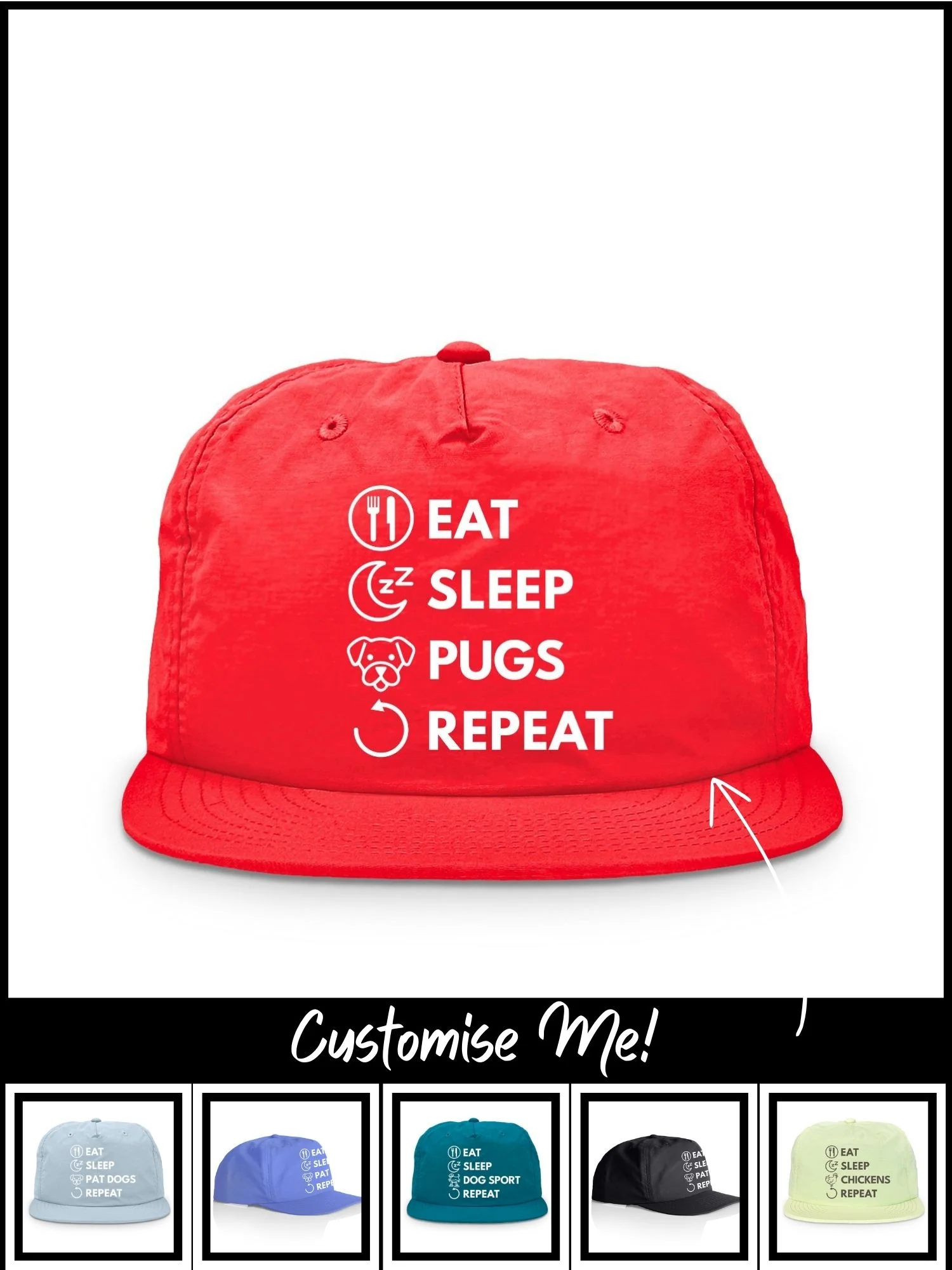 Eat. Sleep. Repeat. Quick-Dry Cap (Customisable) - Image 7