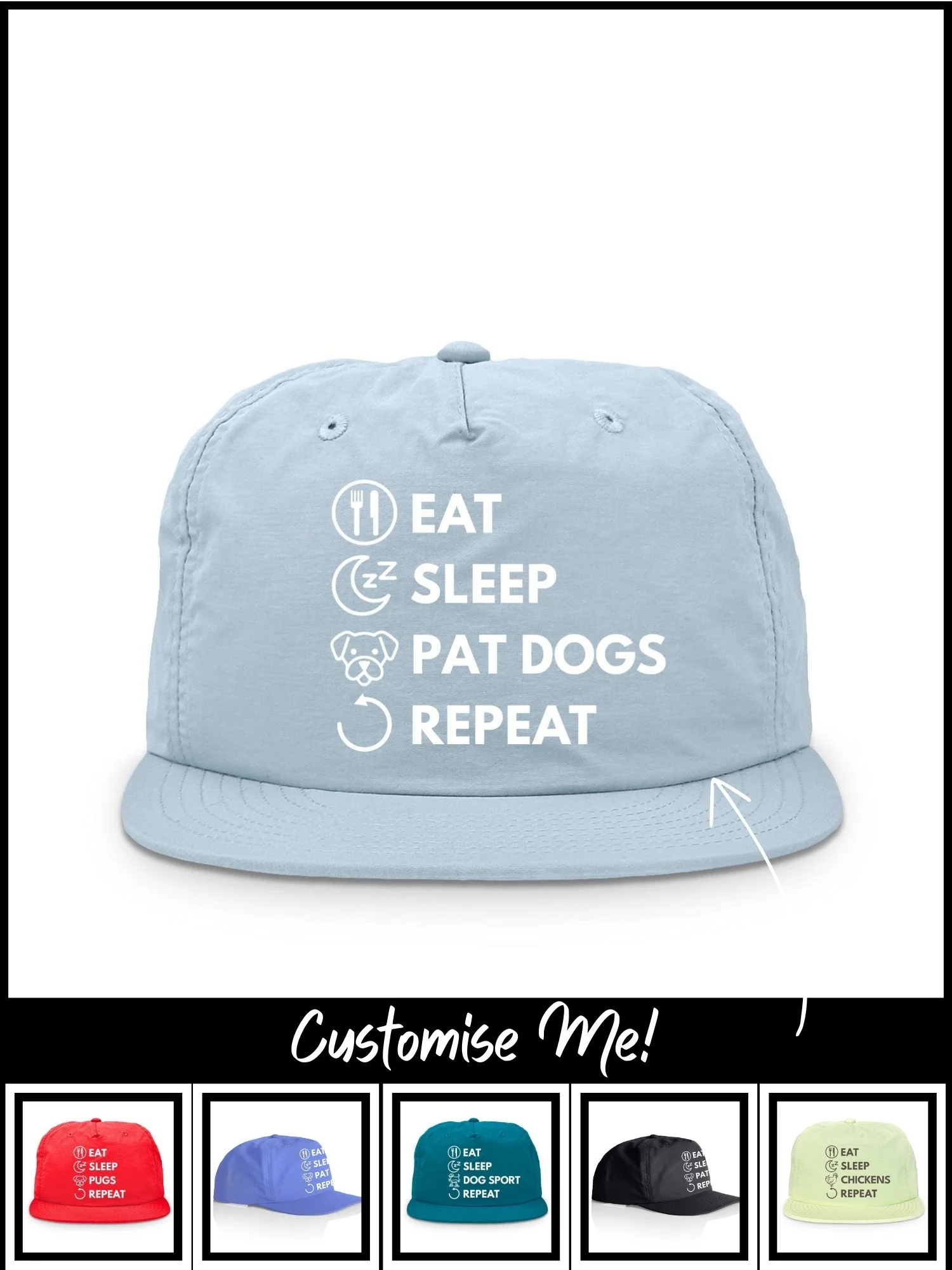 Eat. Sleep. Repeat. Quick-Dry Cap (Customisable) - Image 9