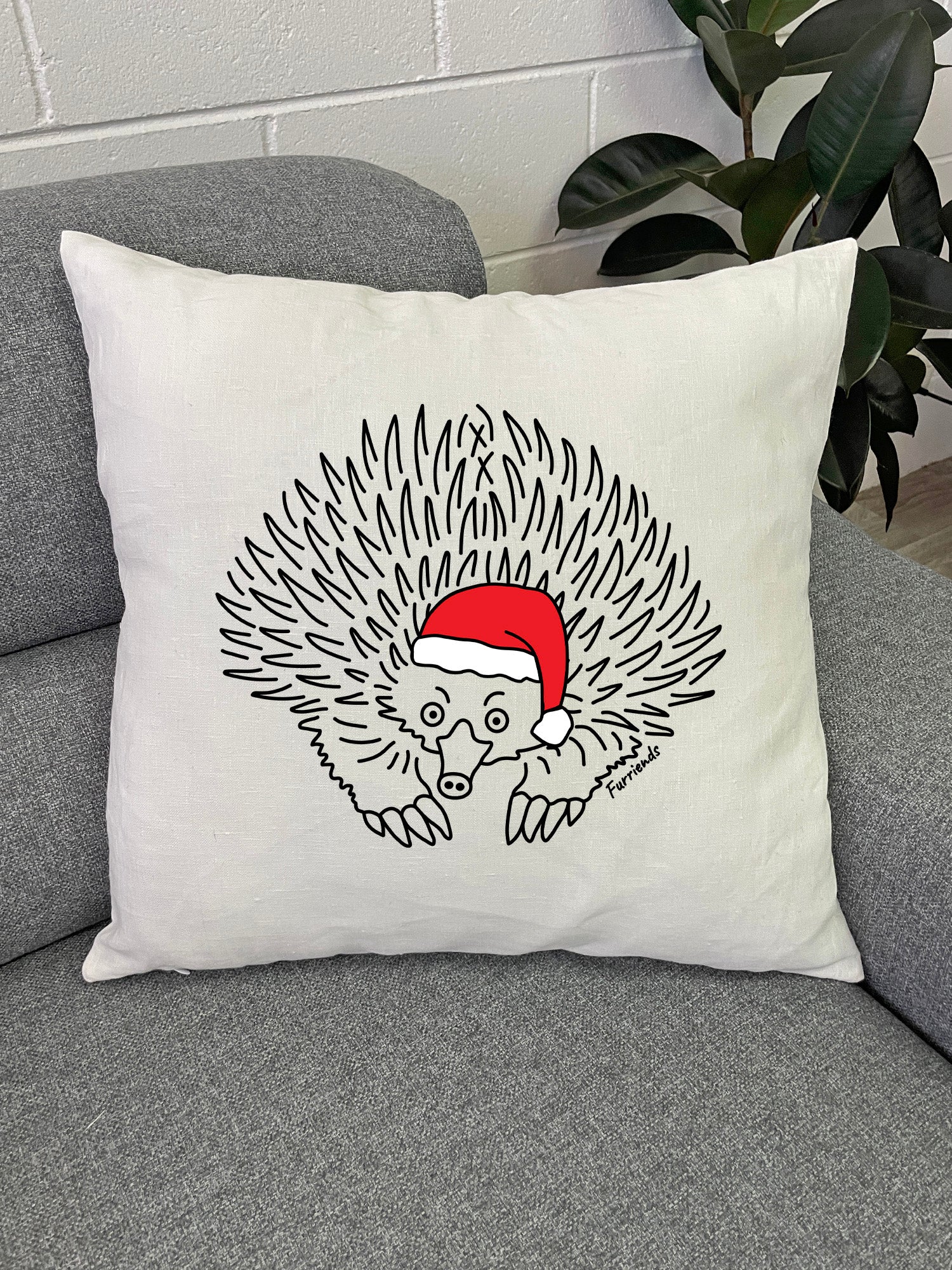 Echidna Christmas Edition Linen Cushion Cover - Image 3