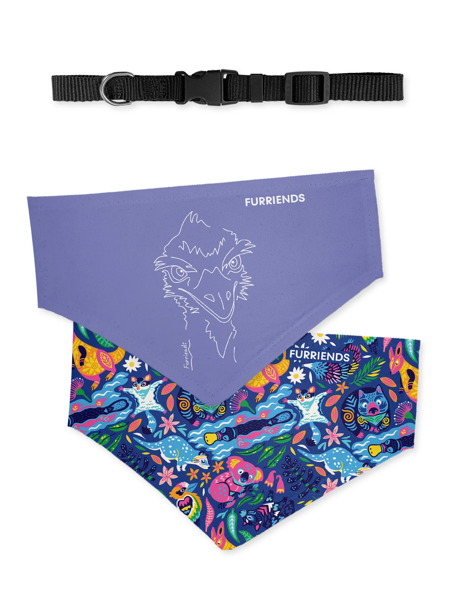 Emu Reversible Dog Bandana With Collar - Image 2