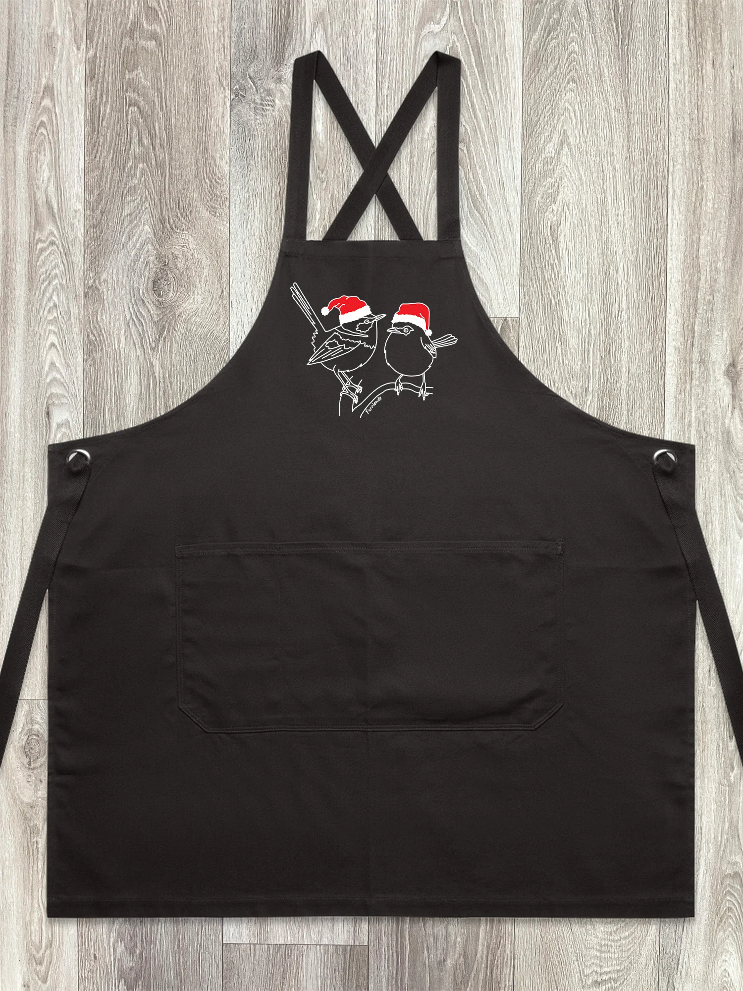 Superb Fairy Wren Christmas Edition Jarrah Crossback Apron - Image 4