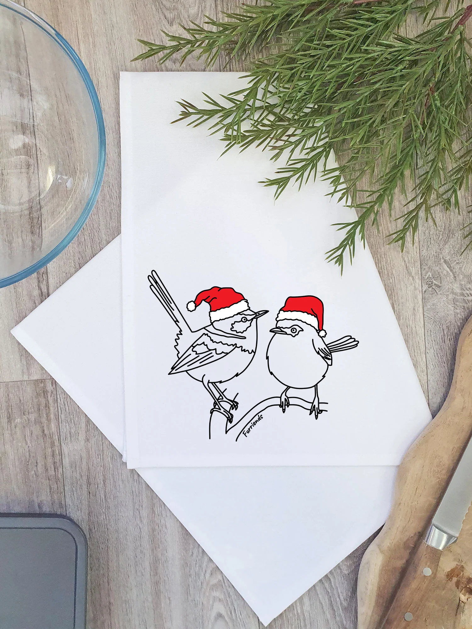Superb Fairy Wren Christmas Edition Tea Towel - Image 2