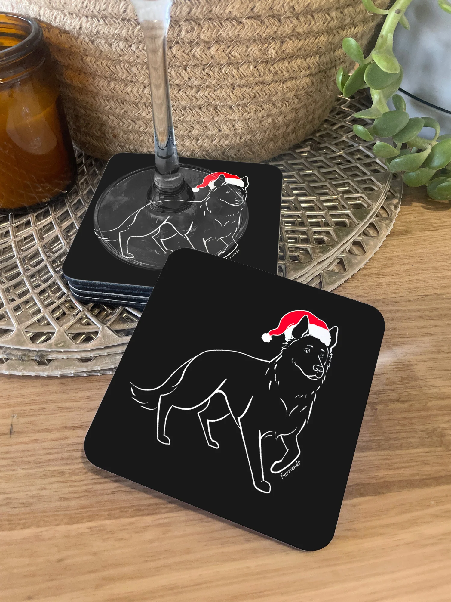 German Shepherd Christmas Edition Coaster - Image 2
