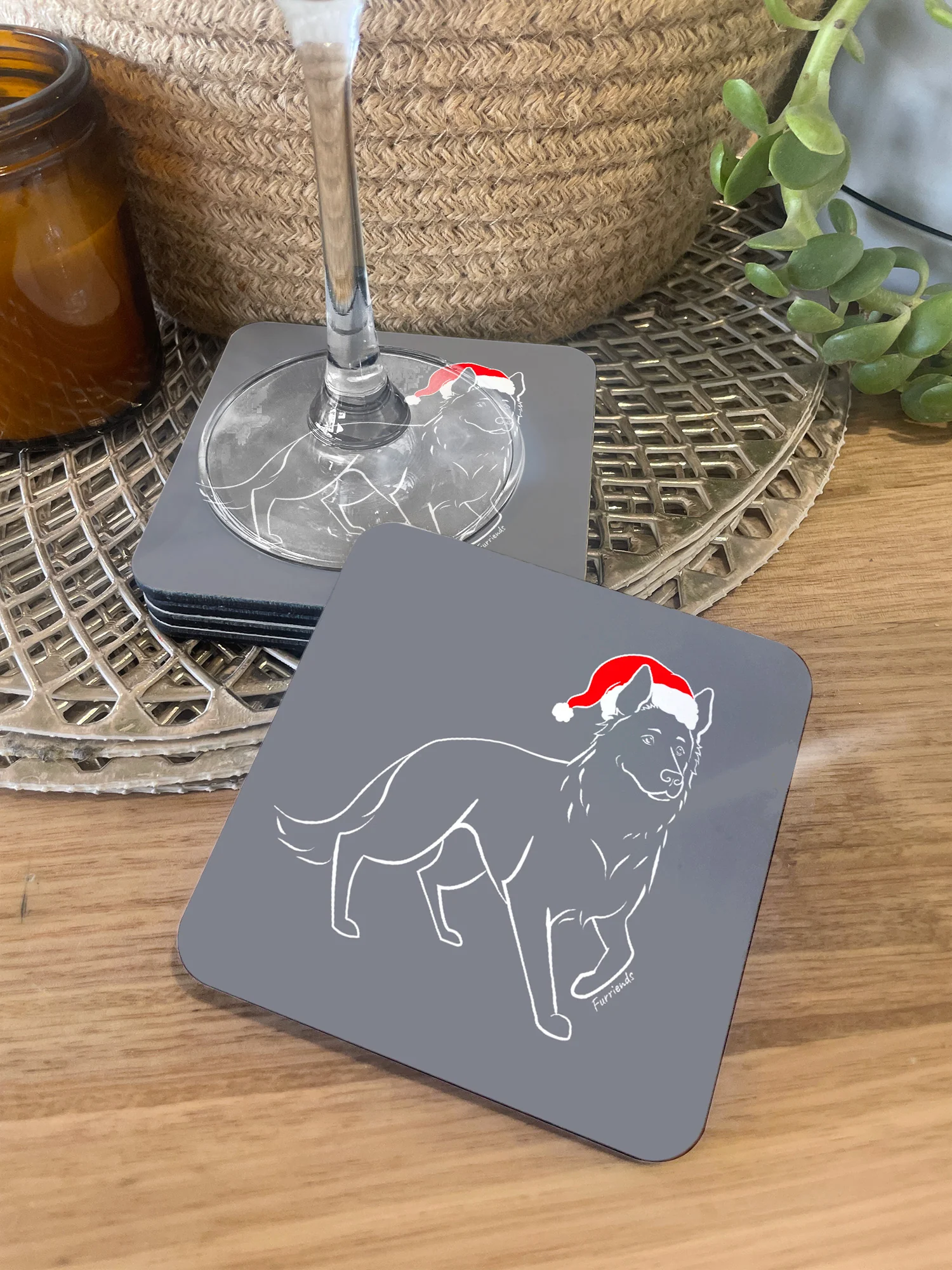 German Shepherd Christmas Edition Coaster - Image 3