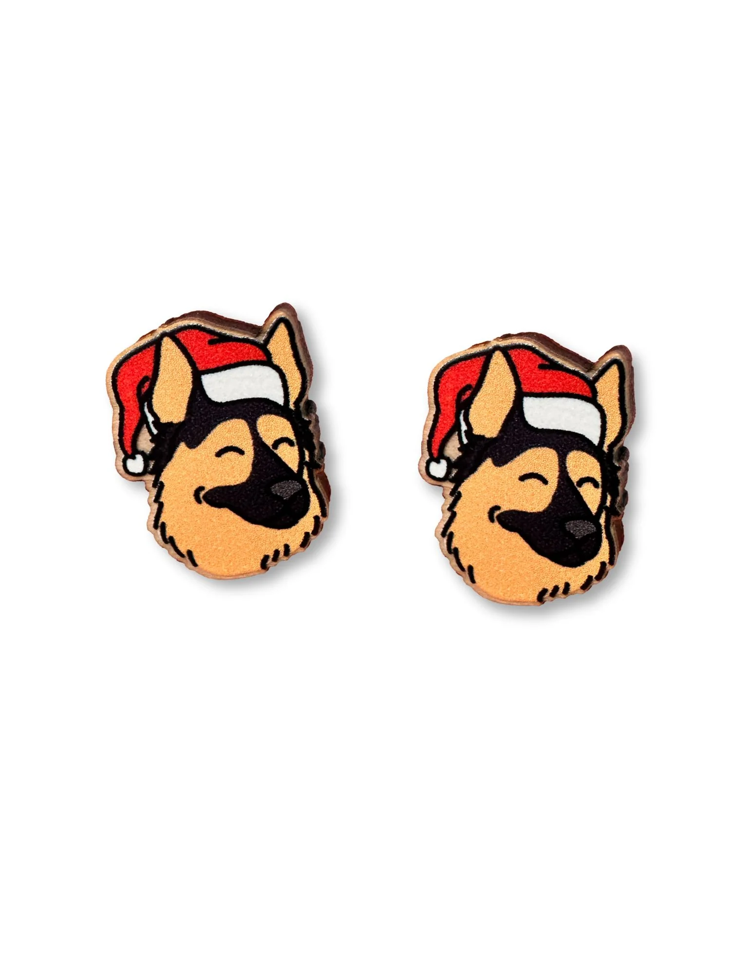 German Shepherd Christmas Edition ColourPop Stud Earrings - Image 3